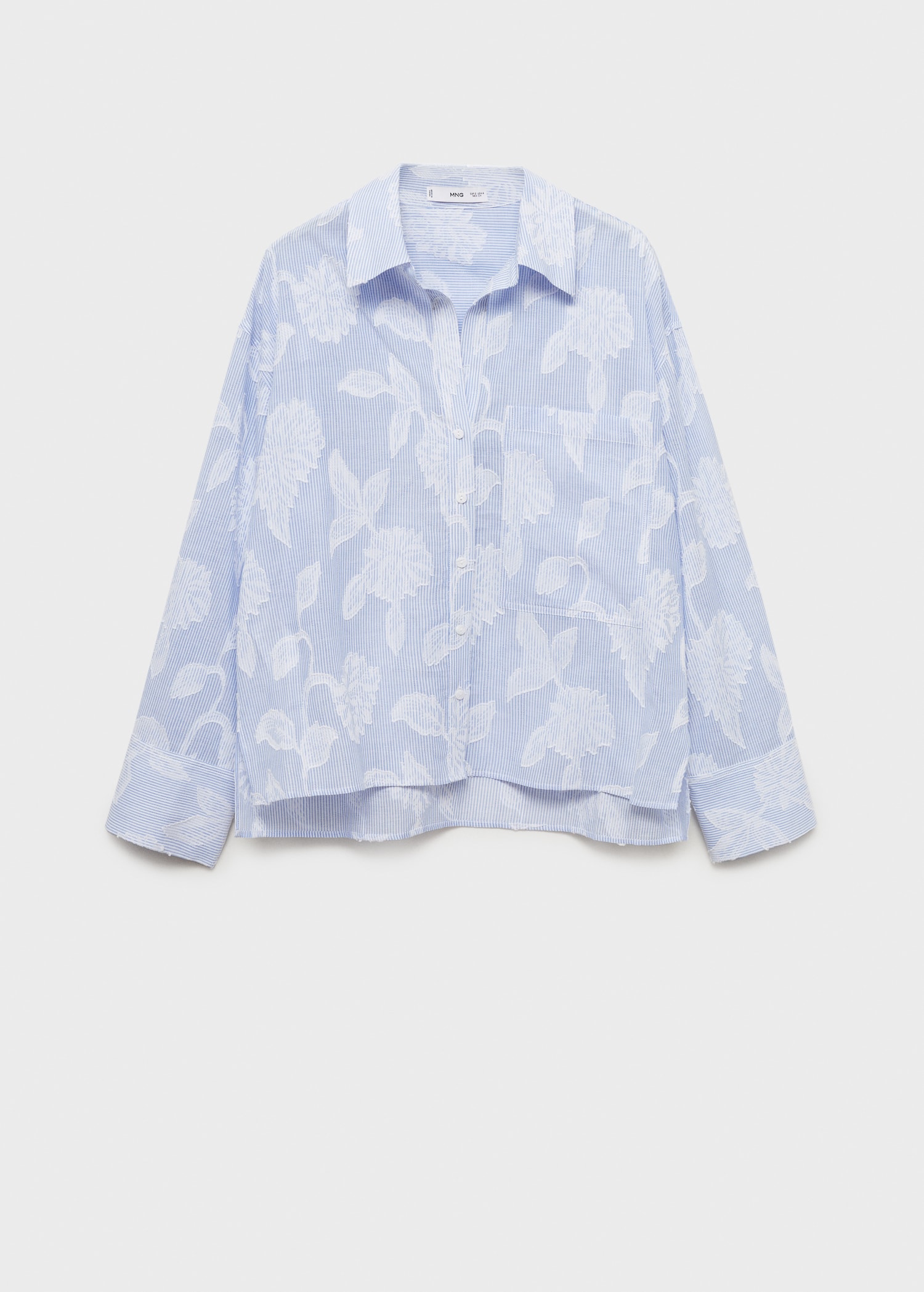 เสื้อเชิ้ตลายทางทรงโอเวอร์ไซซ์ปักลาย - สินค้าที่ไม่มีแบบ