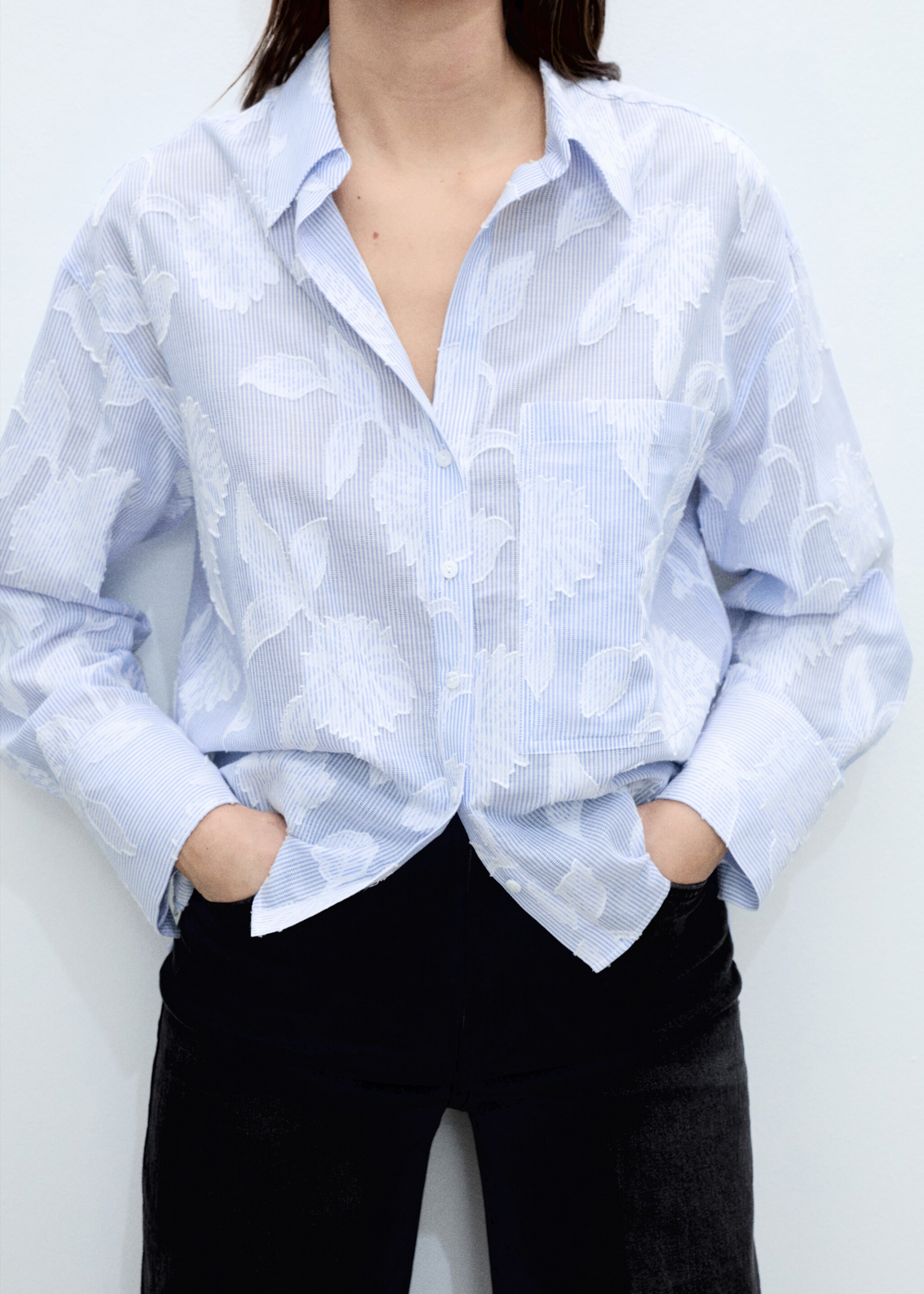 Embroidered oversized striped shirt - Details of the article 6