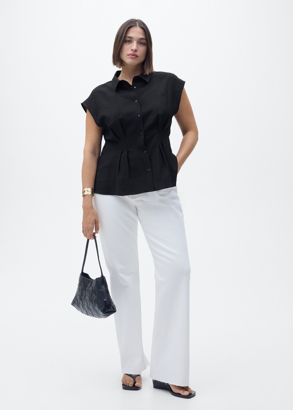 まるちゃん！　cotton gather blouse【ブラック】 Cotton Gather Blouse - White – MY MUM MADE IT