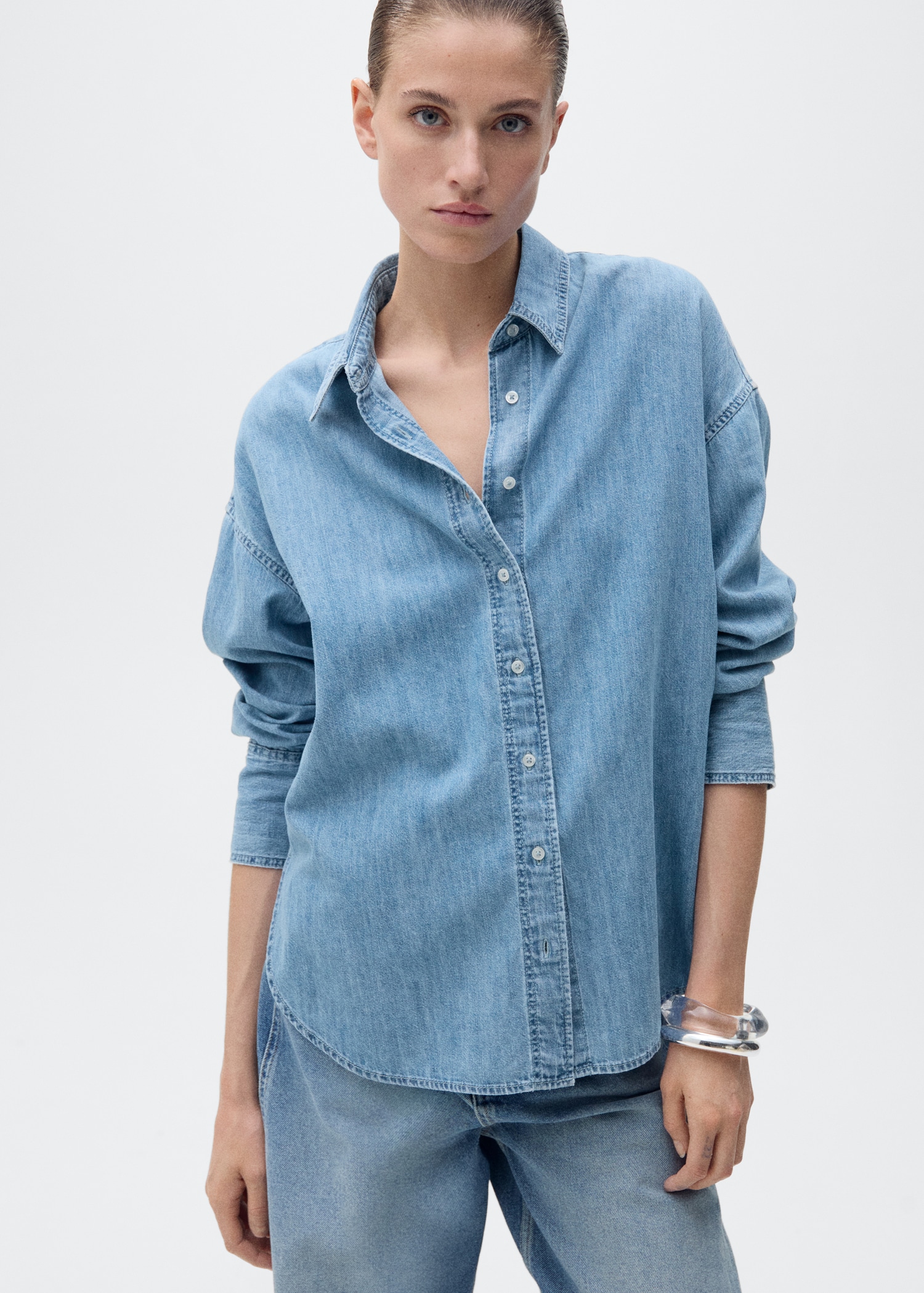 Jeans Camisa Vaquera Mujer Oversize Camisa Denim Oversize