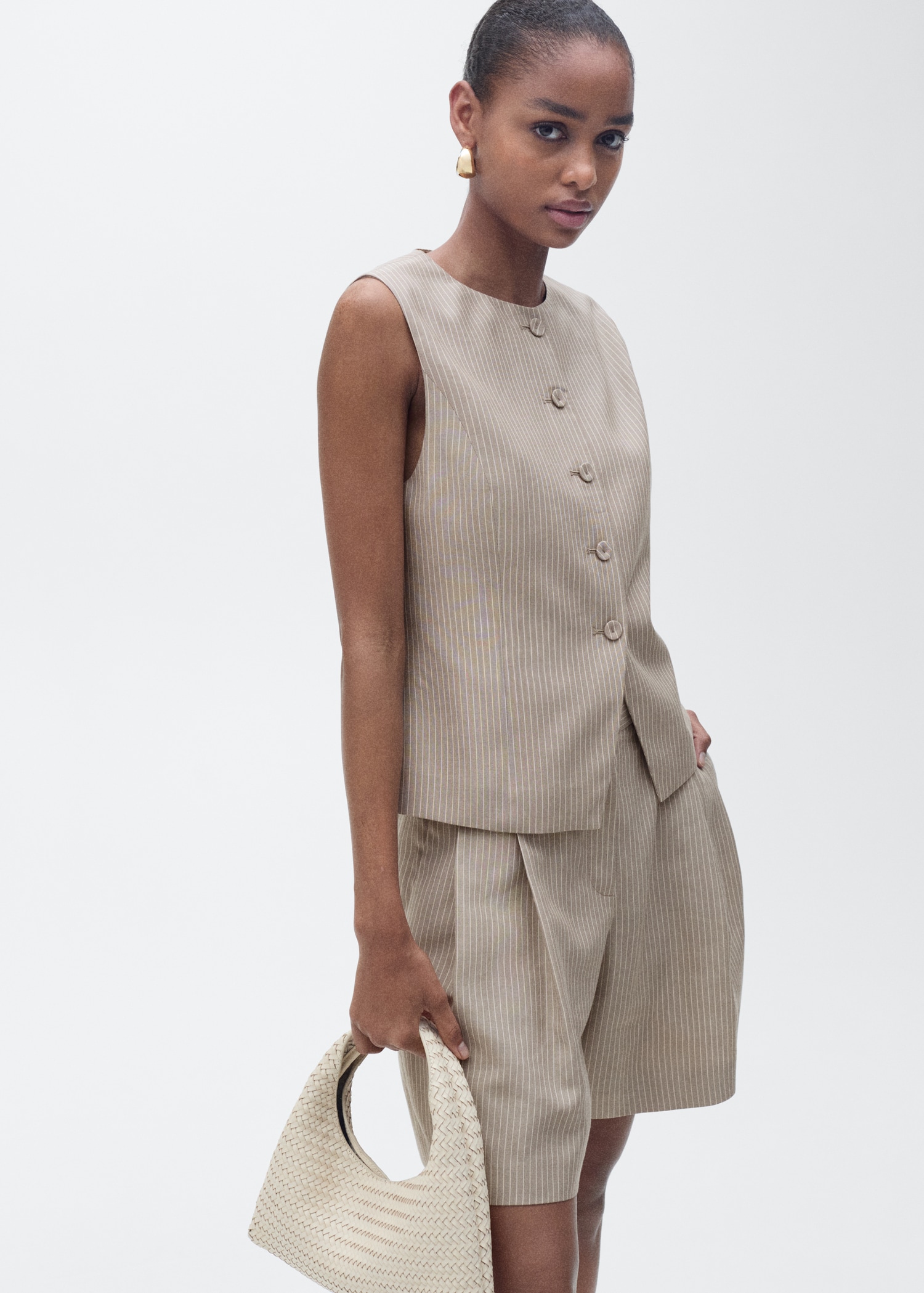 Striped lyocell suit waistcoat - Medium plane
