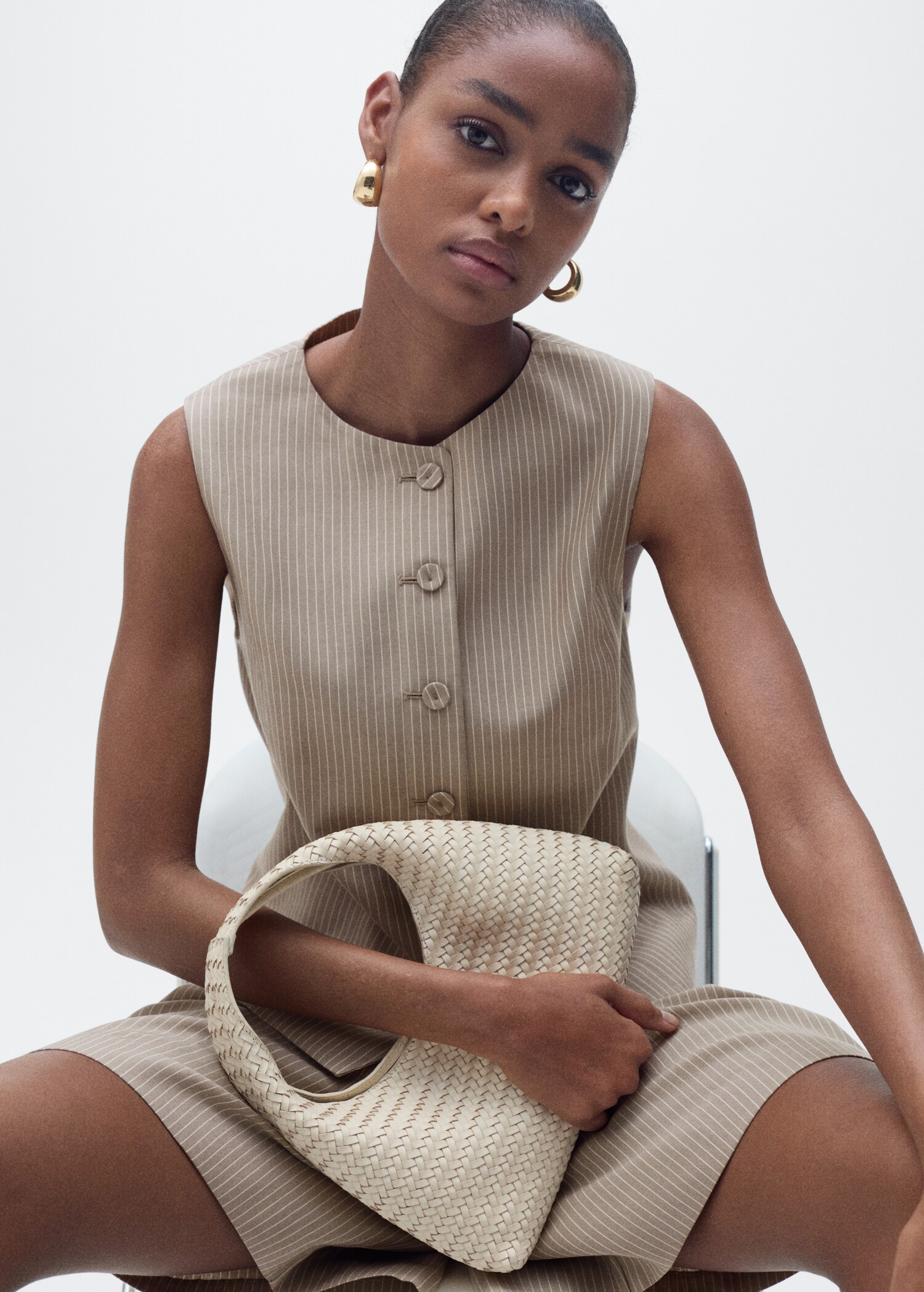 Striped lyocell suit waistcoat - Details of the article 2