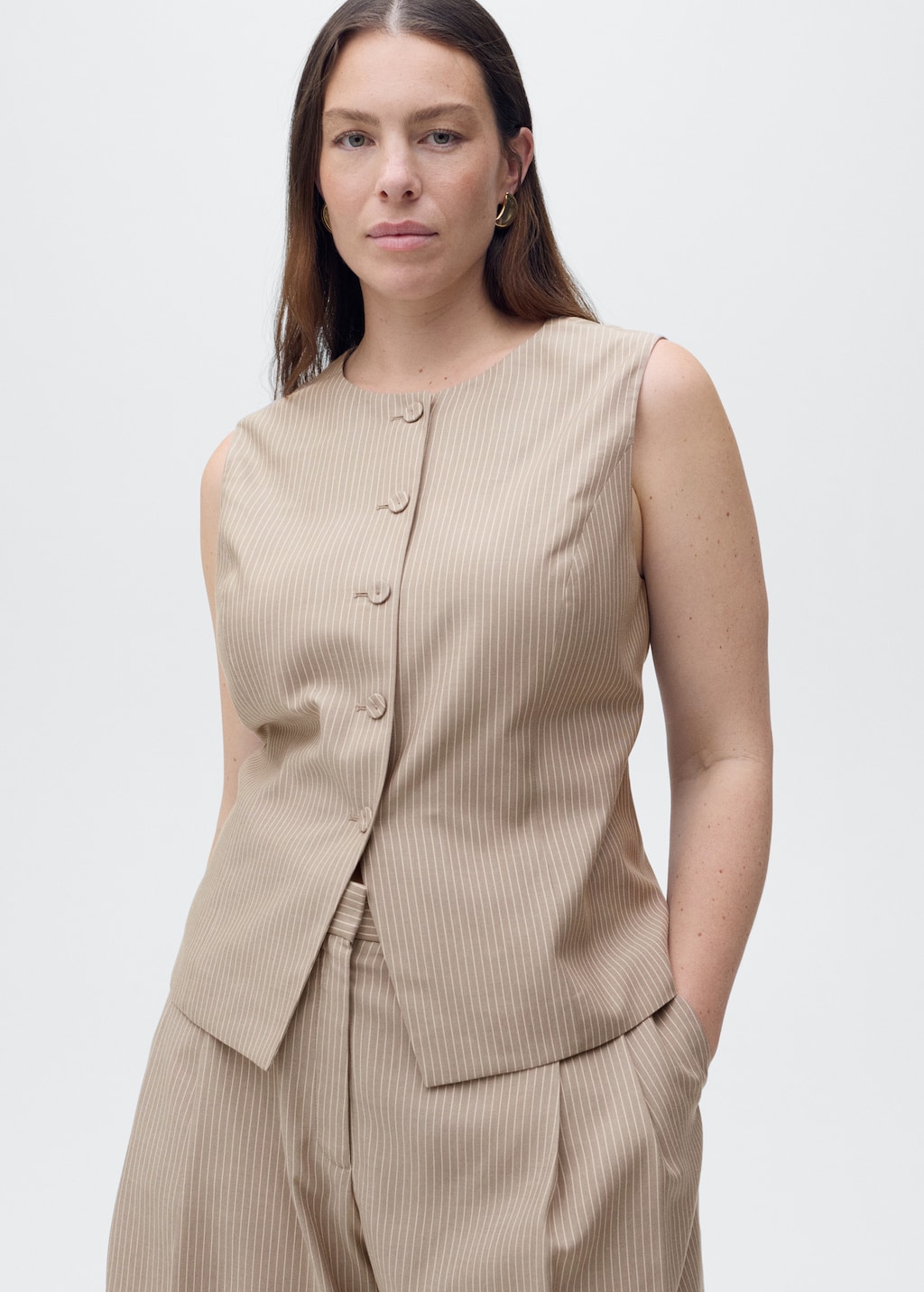 Striped lyocell suit vest