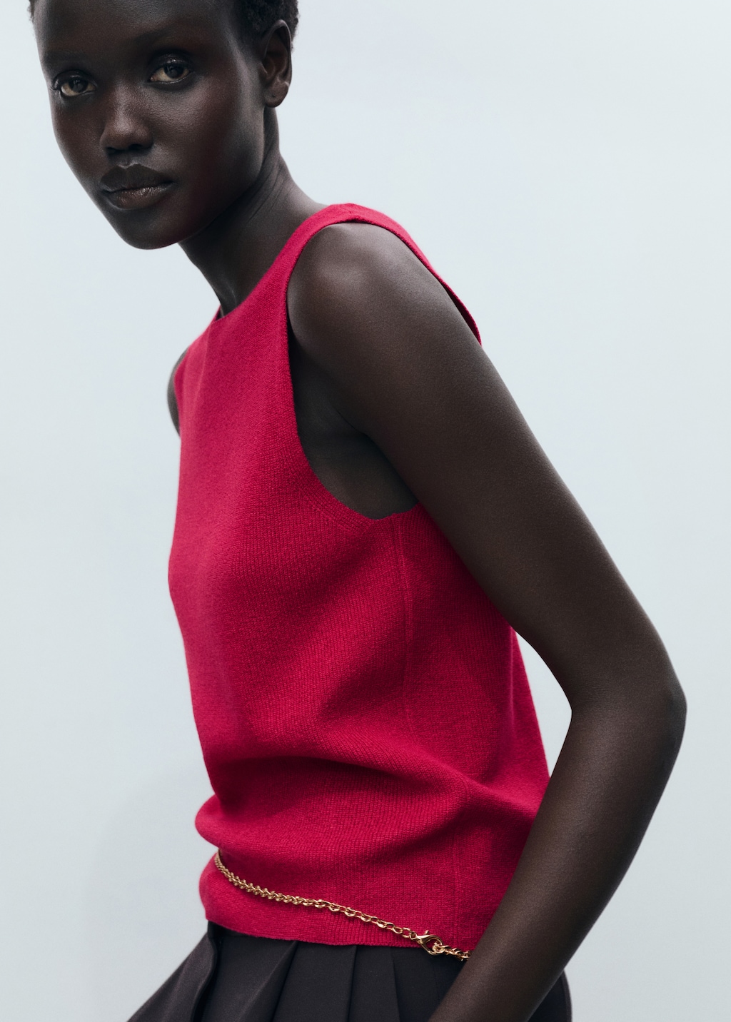 Fine ribbed knit top