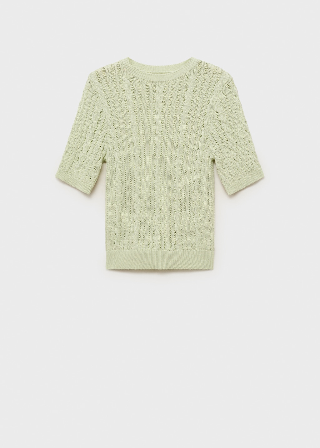 Short-sleeved cable-knit sweater - image 5