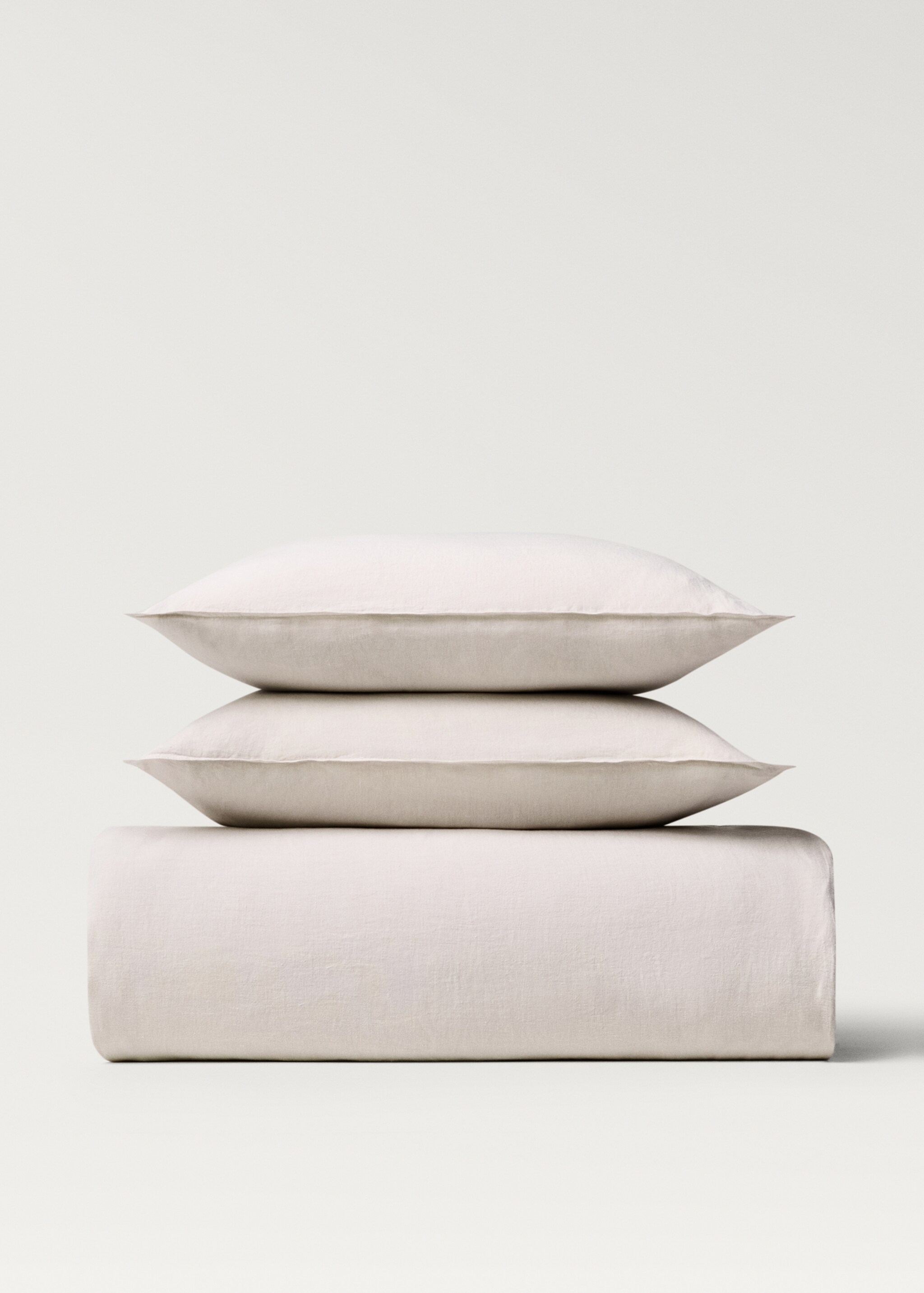 Housse de couette lin lavé lit 135/140 cm - Article sans modèle, Beige. Ref: 87027197-00.