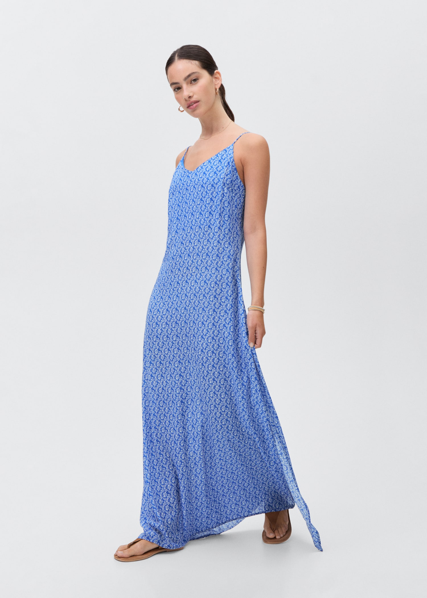 Vestido Largo Mango Vestido Flores Azul Ropa En Flores 2020