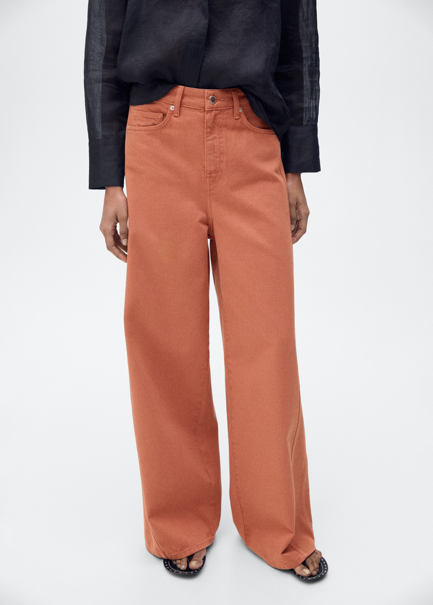 Jeans wideleg tiro alto - Plano medio