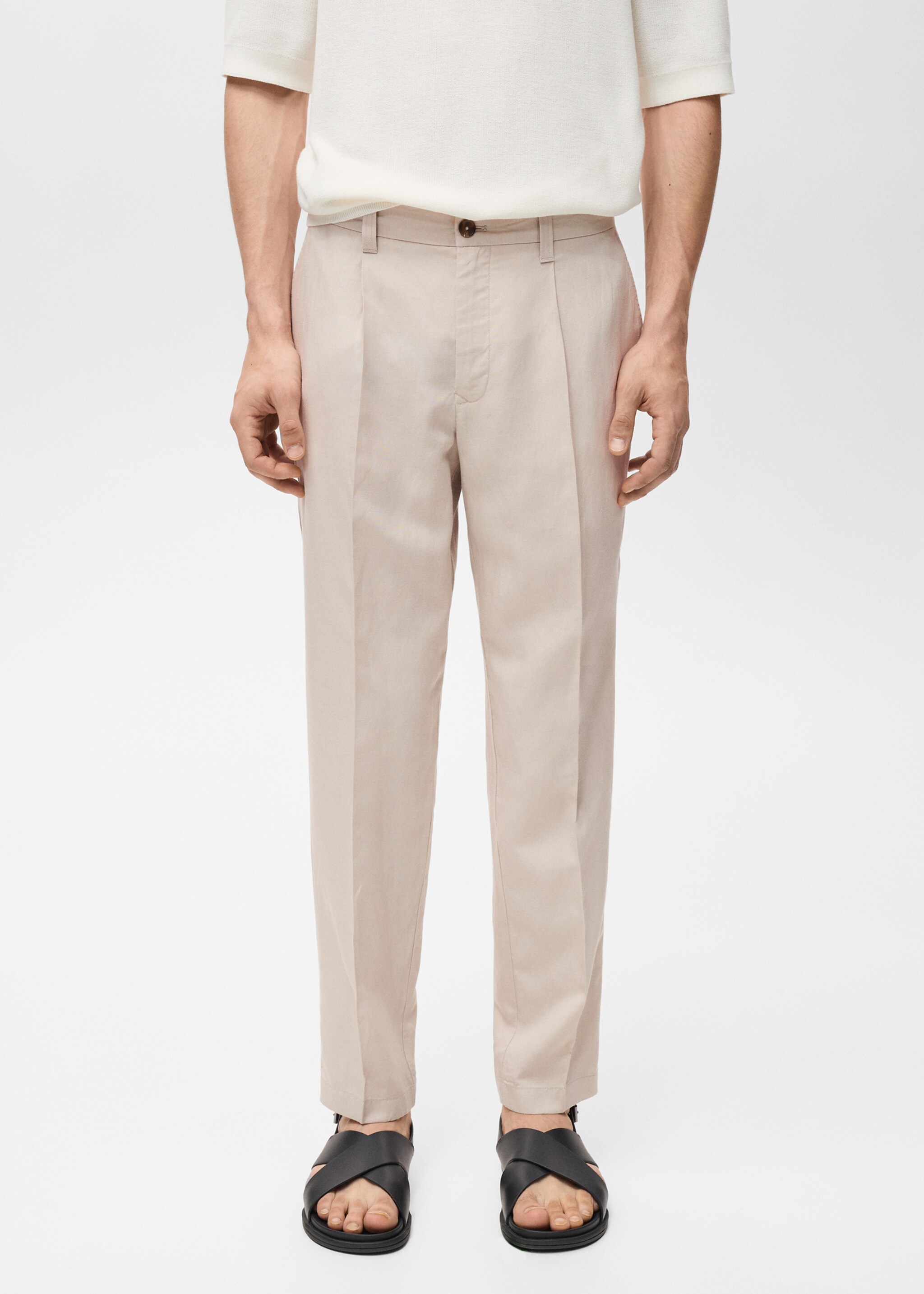 Slim fit linen trousers - Medium plane