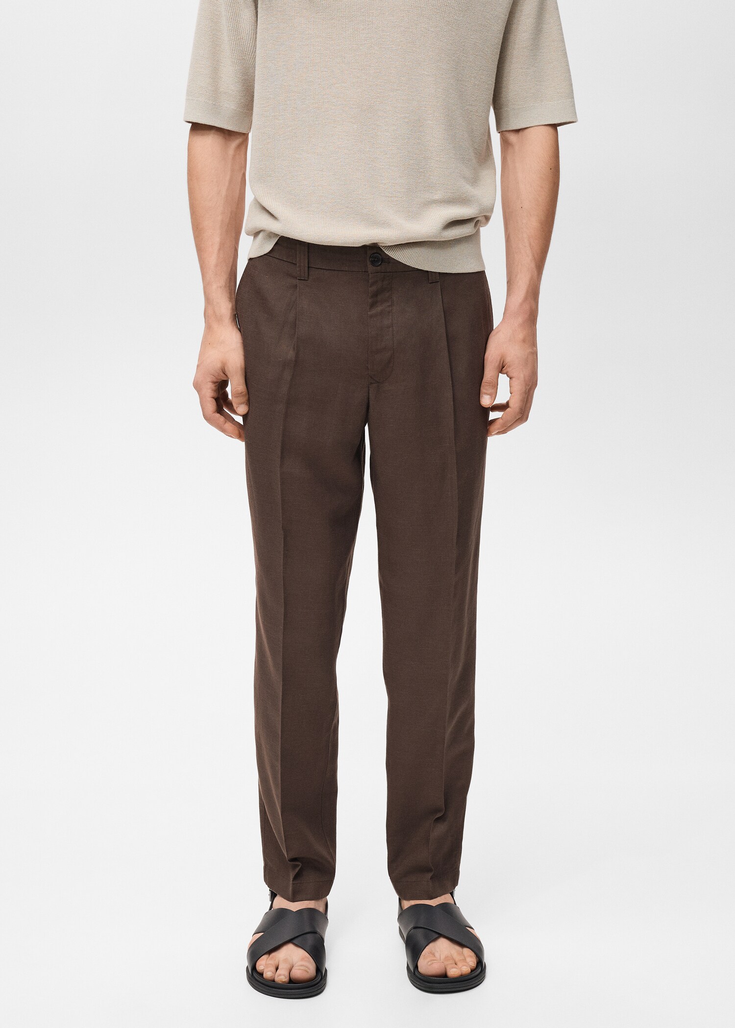 Slim fit linen trousers - Medium plane