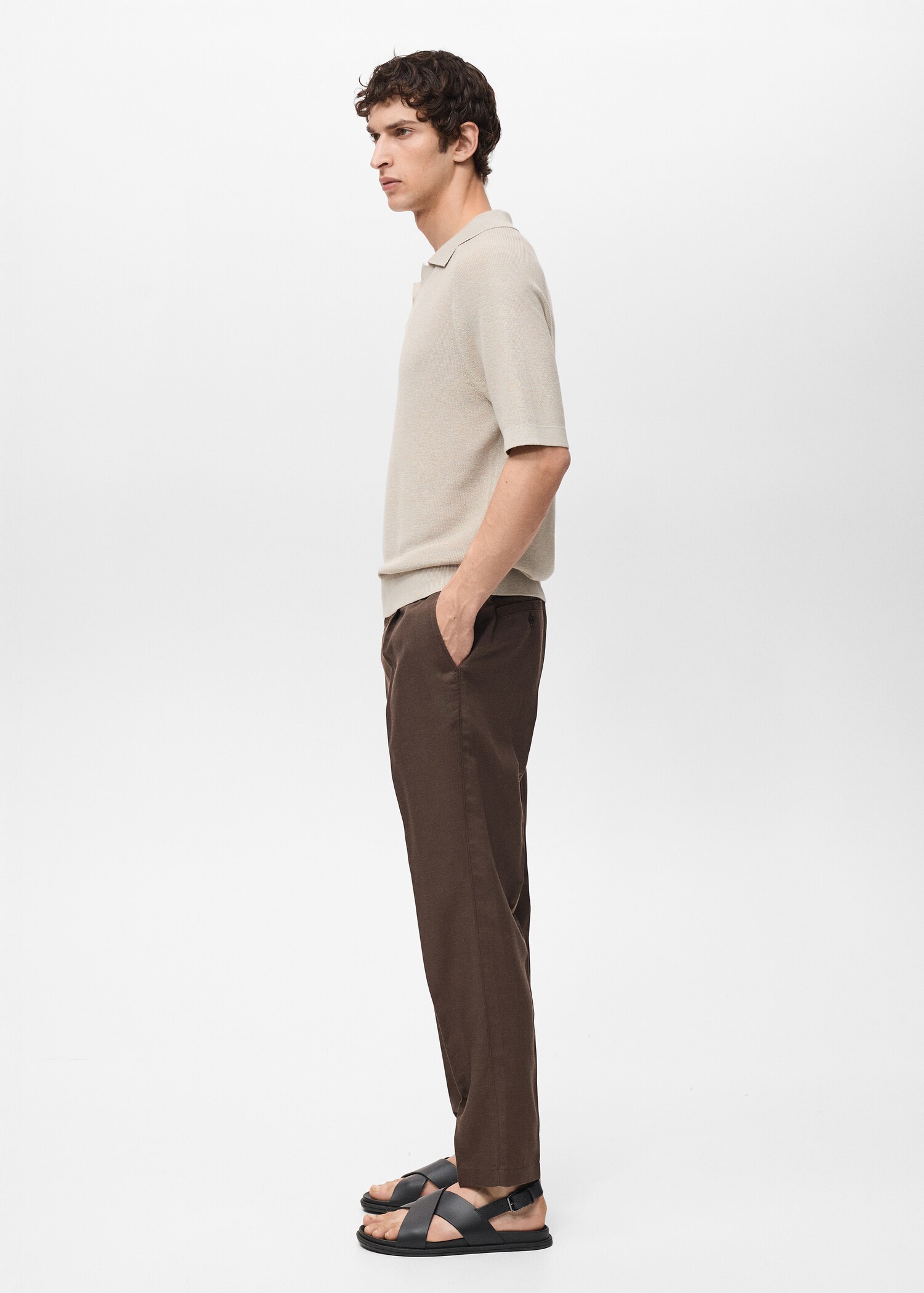 Slim fit linen trousers - Details of the article 2