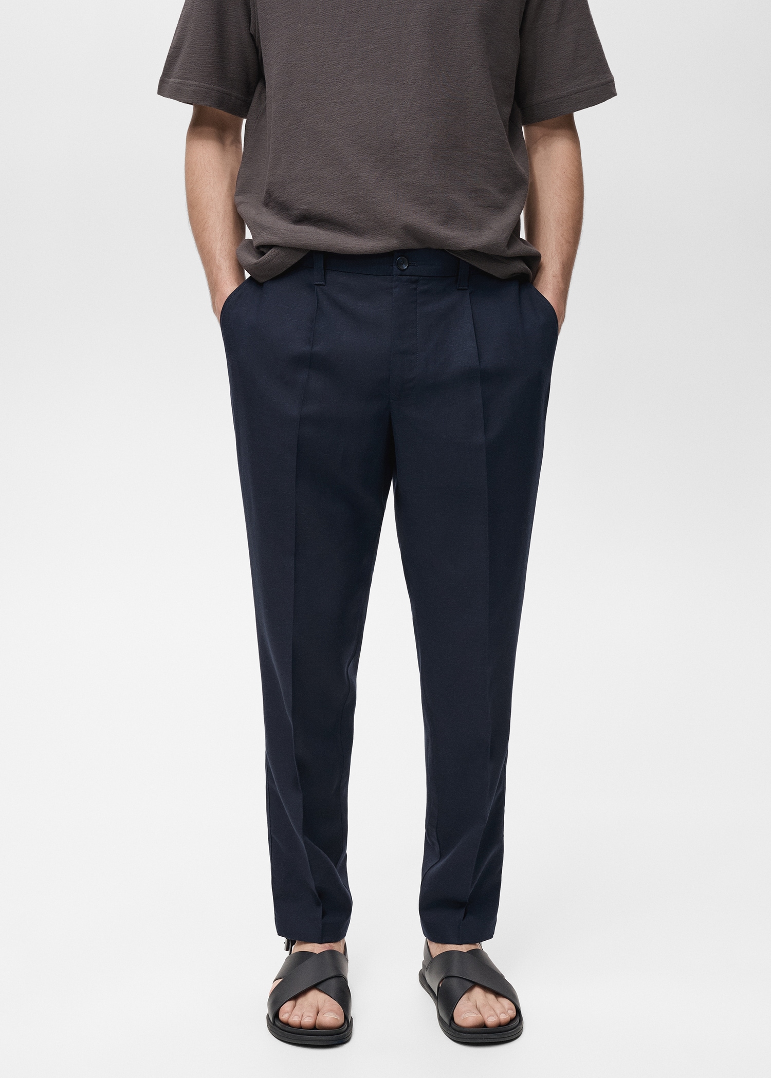 Slim fit linen pants - Medium plane