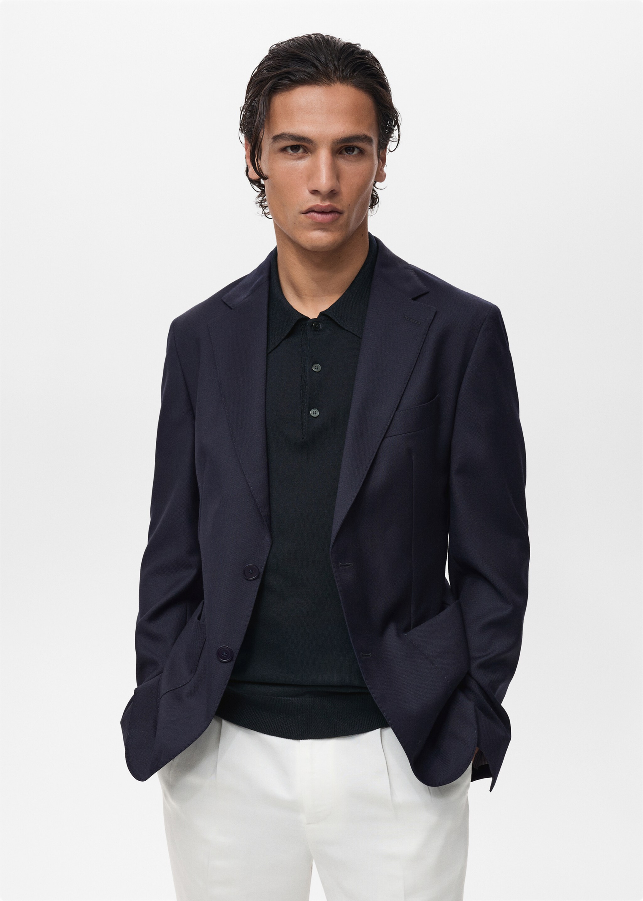 Veste costume 100 % laine slim-fit - Plan moyen