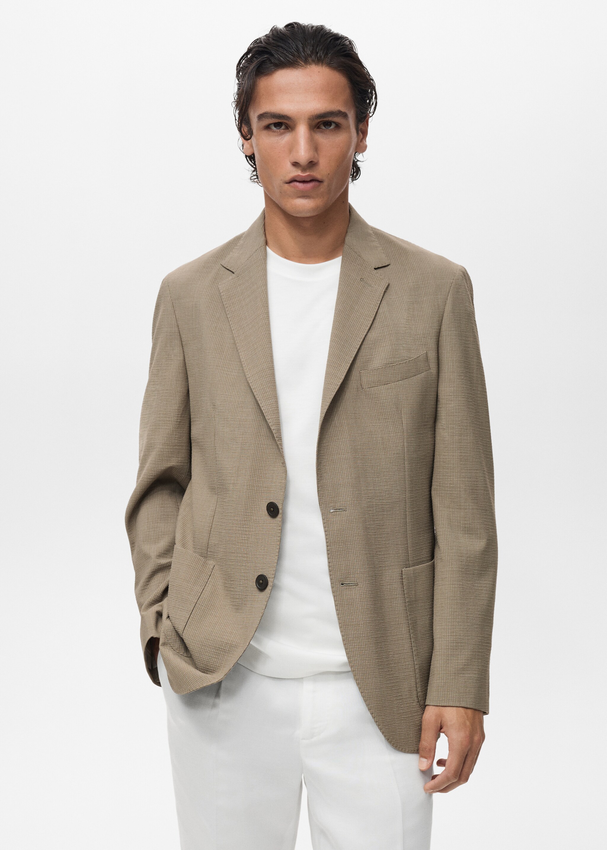 Veste de costume slim fit laine froide - Plan moyen