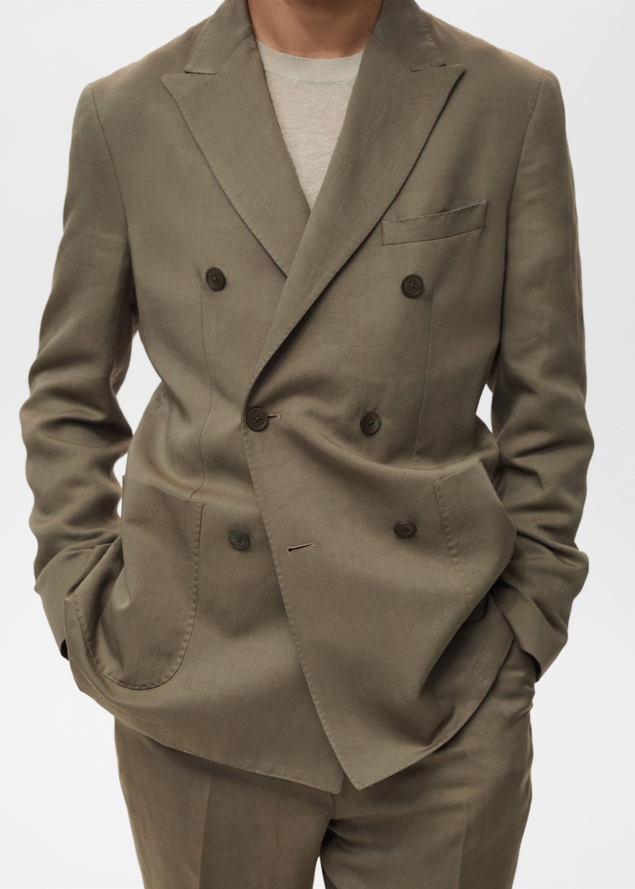 Americana traje mezcla lino slim fit cruzada - Detalle del artículo 6
