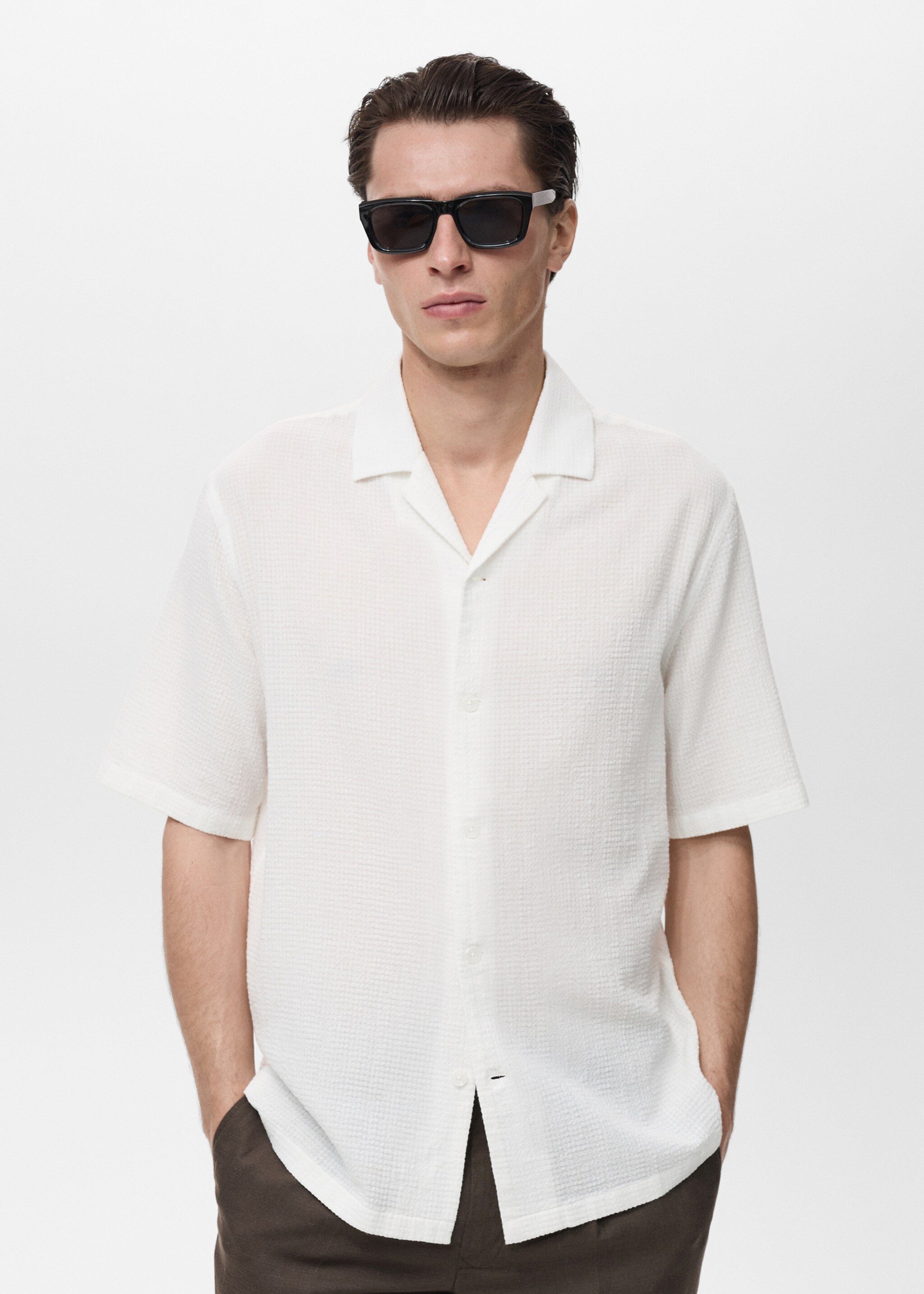 Chemise seersucker col bowling - Plan moyen