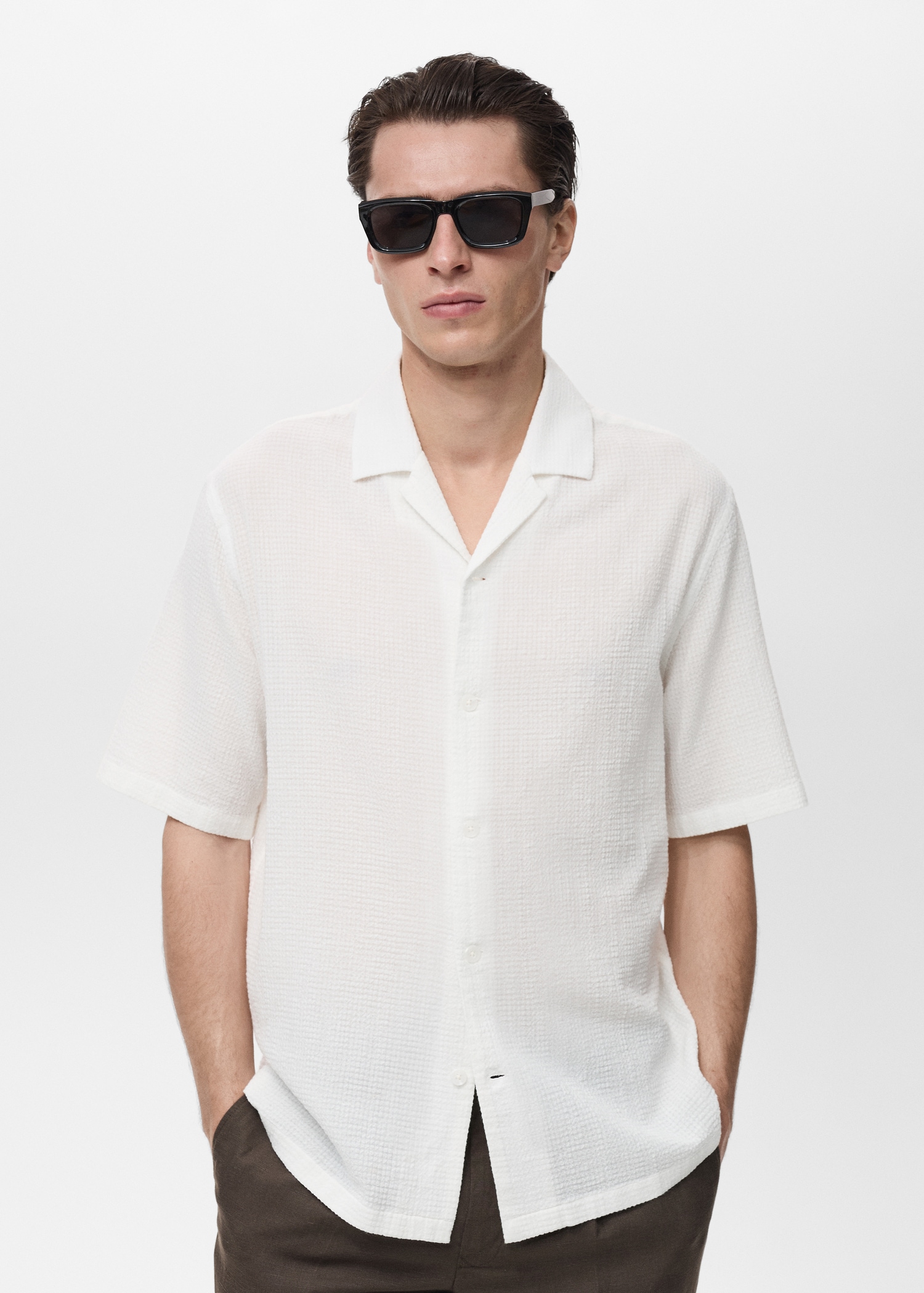 Chemise seersucker col bowling - Plan moyen