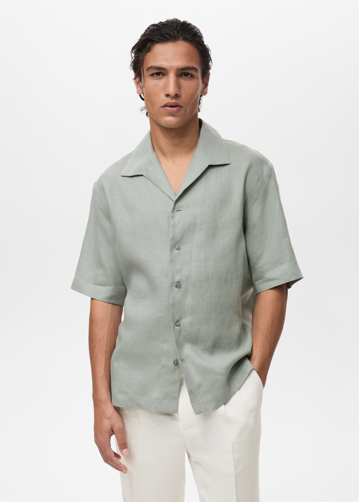 100% linen short sleeve shirt - Medium plane