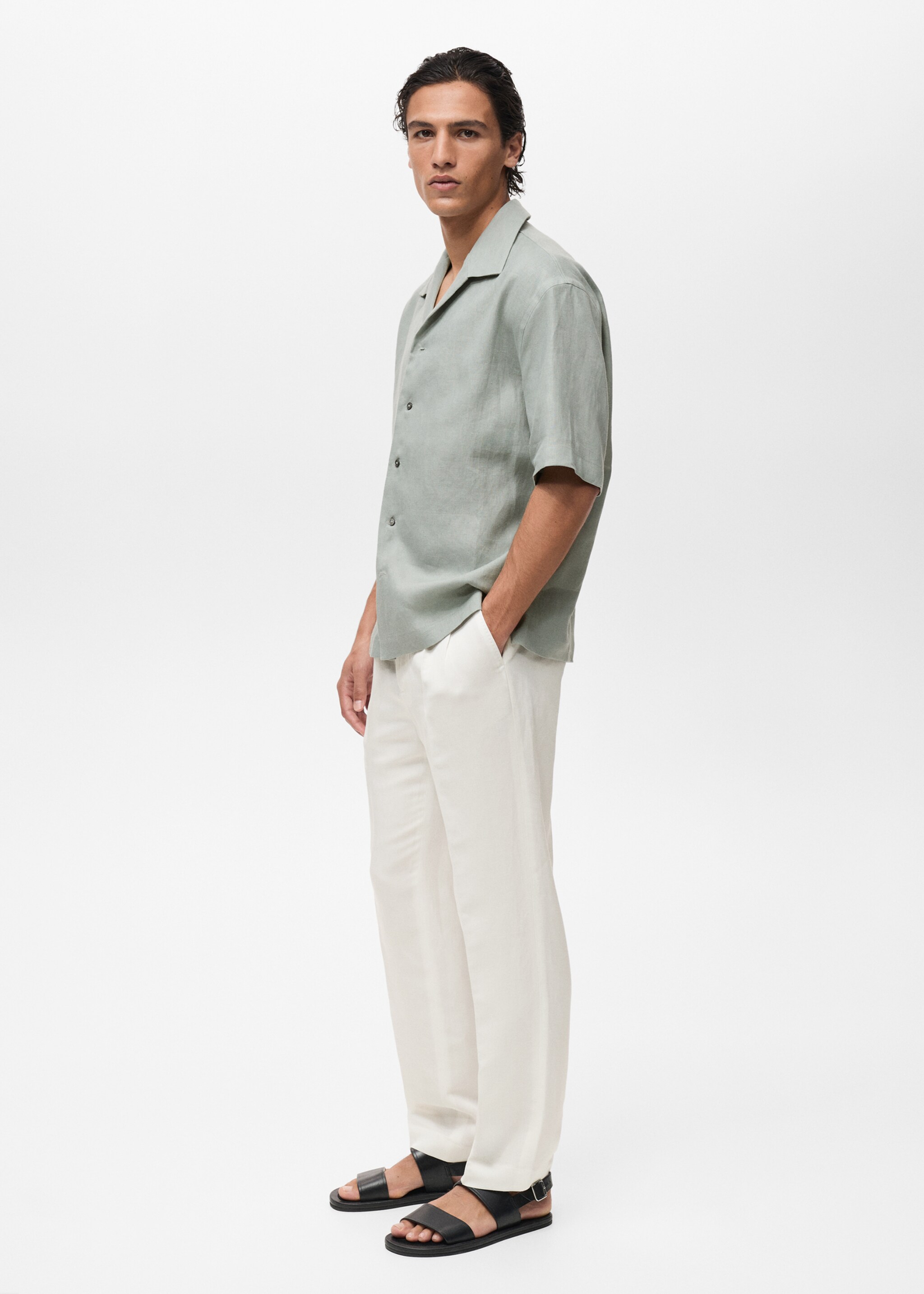 100% linen short sleeve shirt - Details of the article 2