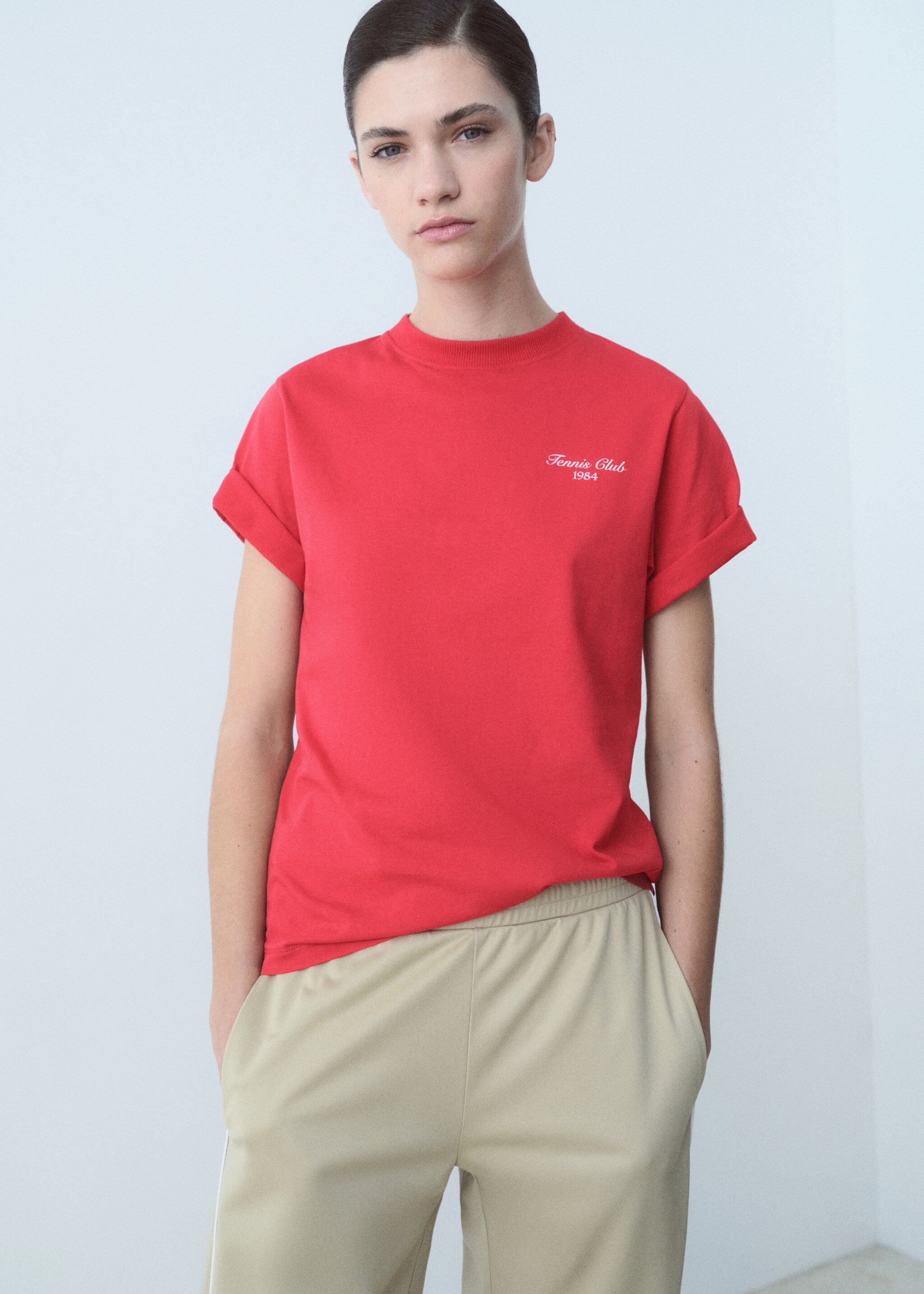 Cotton t-shirt with printed message - Medium plane