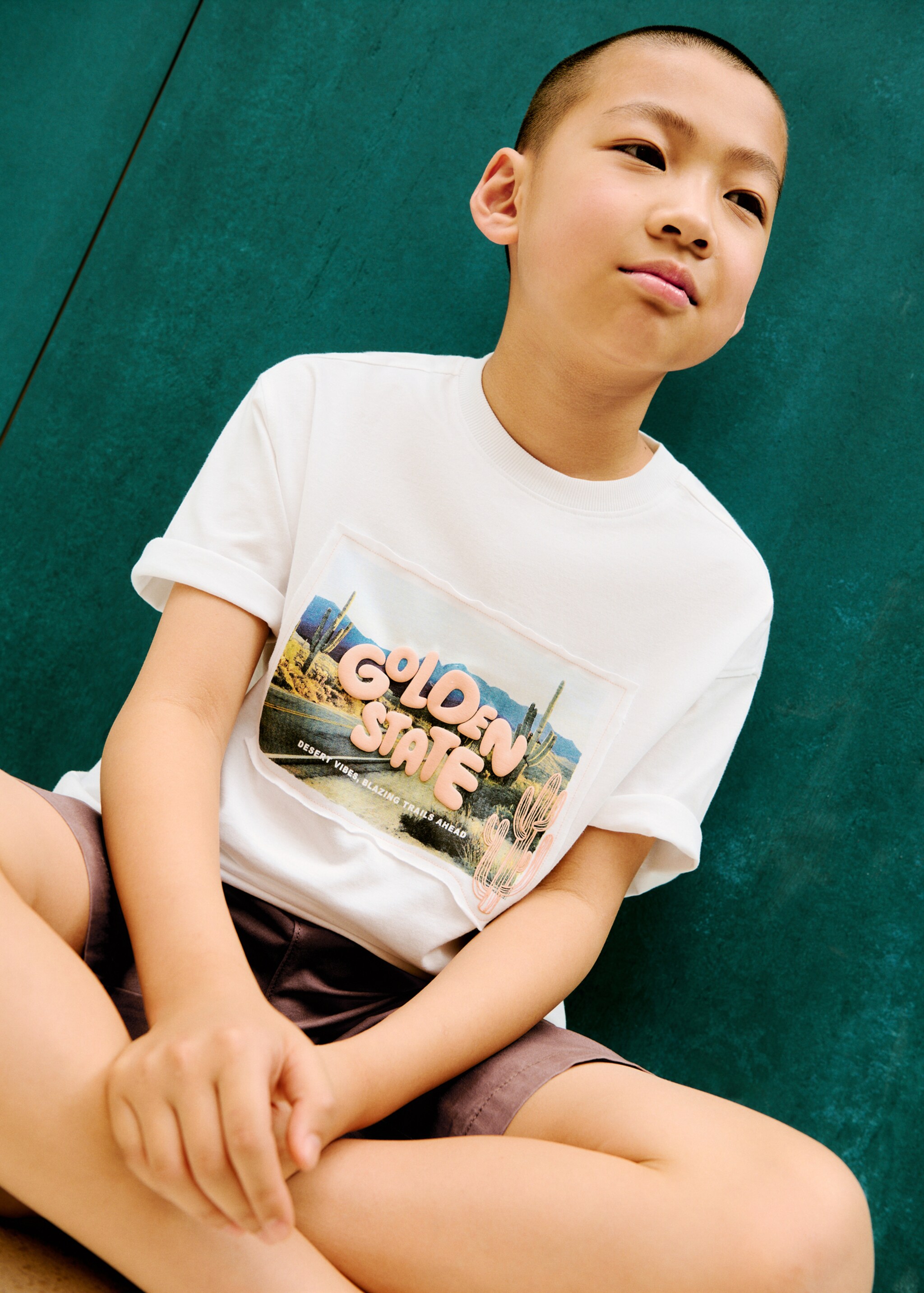Printed cotton-blend T-shirt - Medium plane
