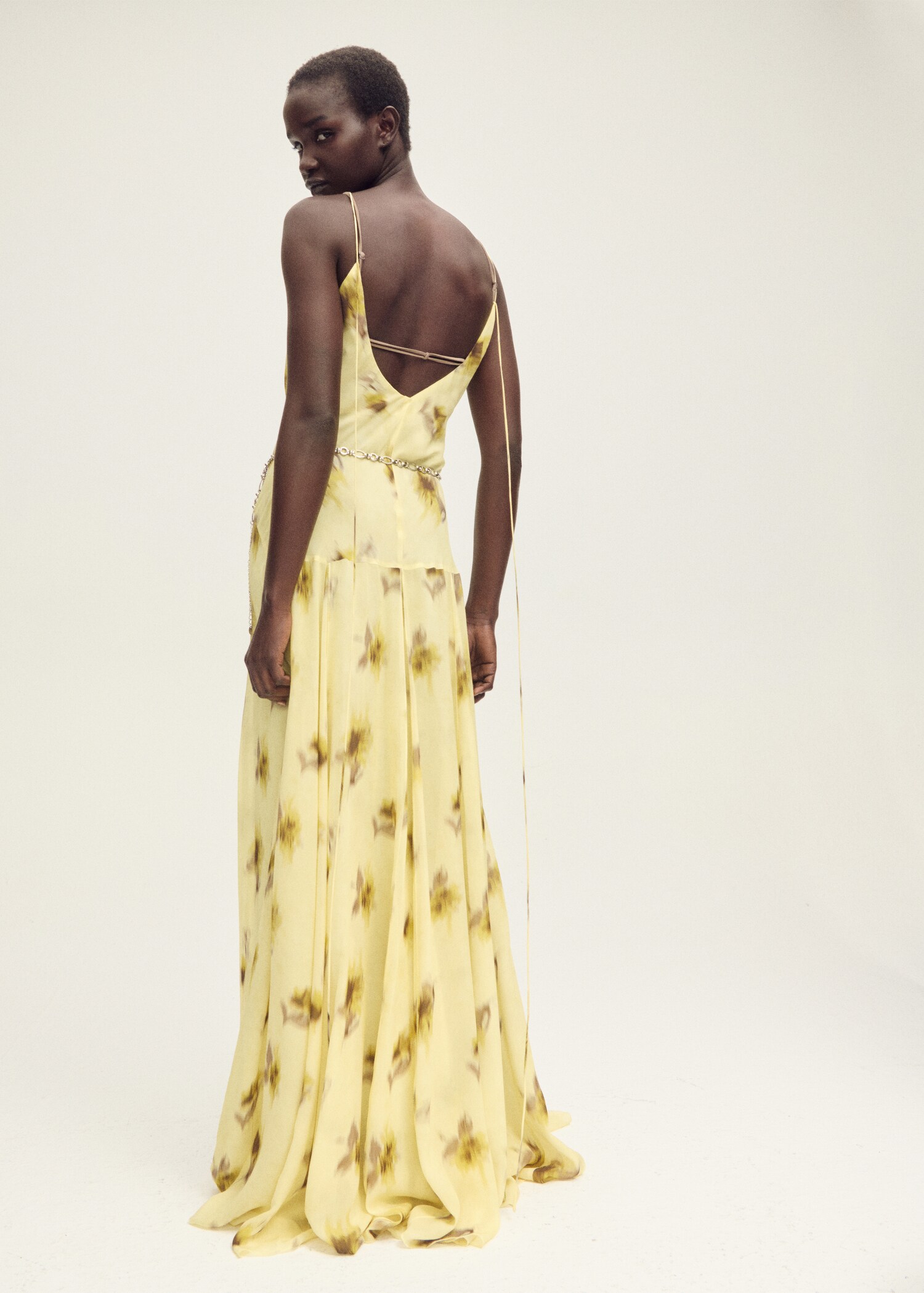 Long floral-print dress - Reverse of the article