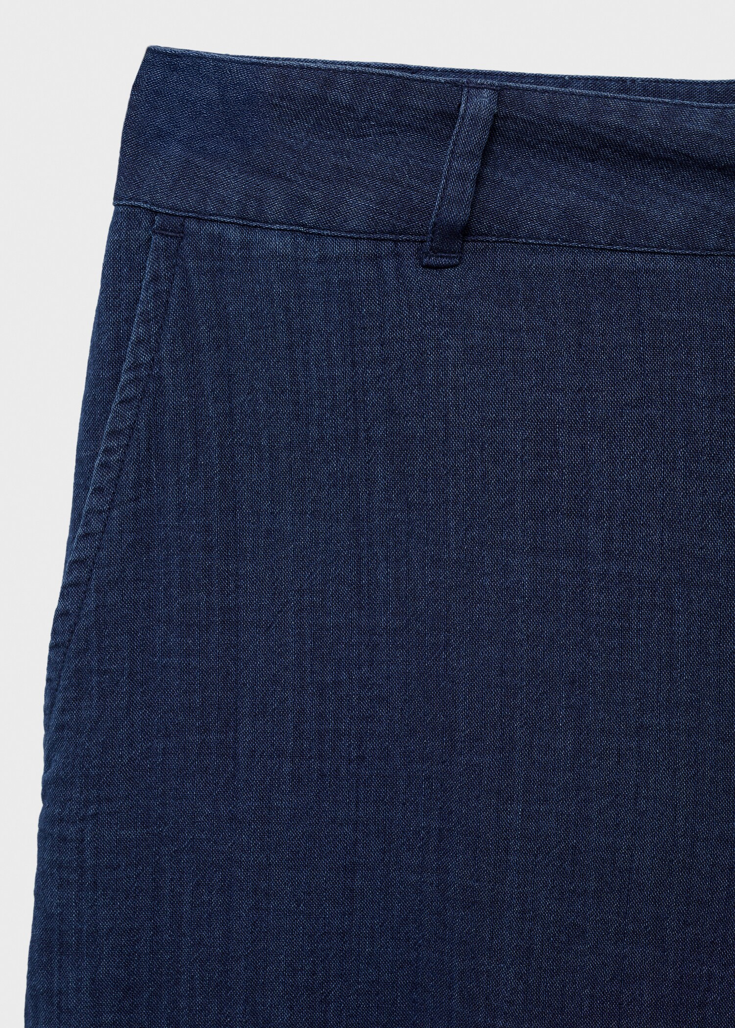 High-waisted denim flowy trousers - Details of the article 0