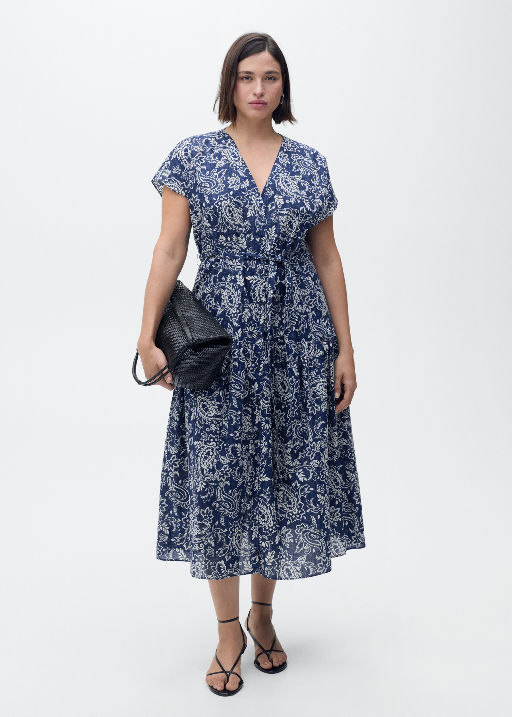 Paisley flared dress with belt - Details of the article 3