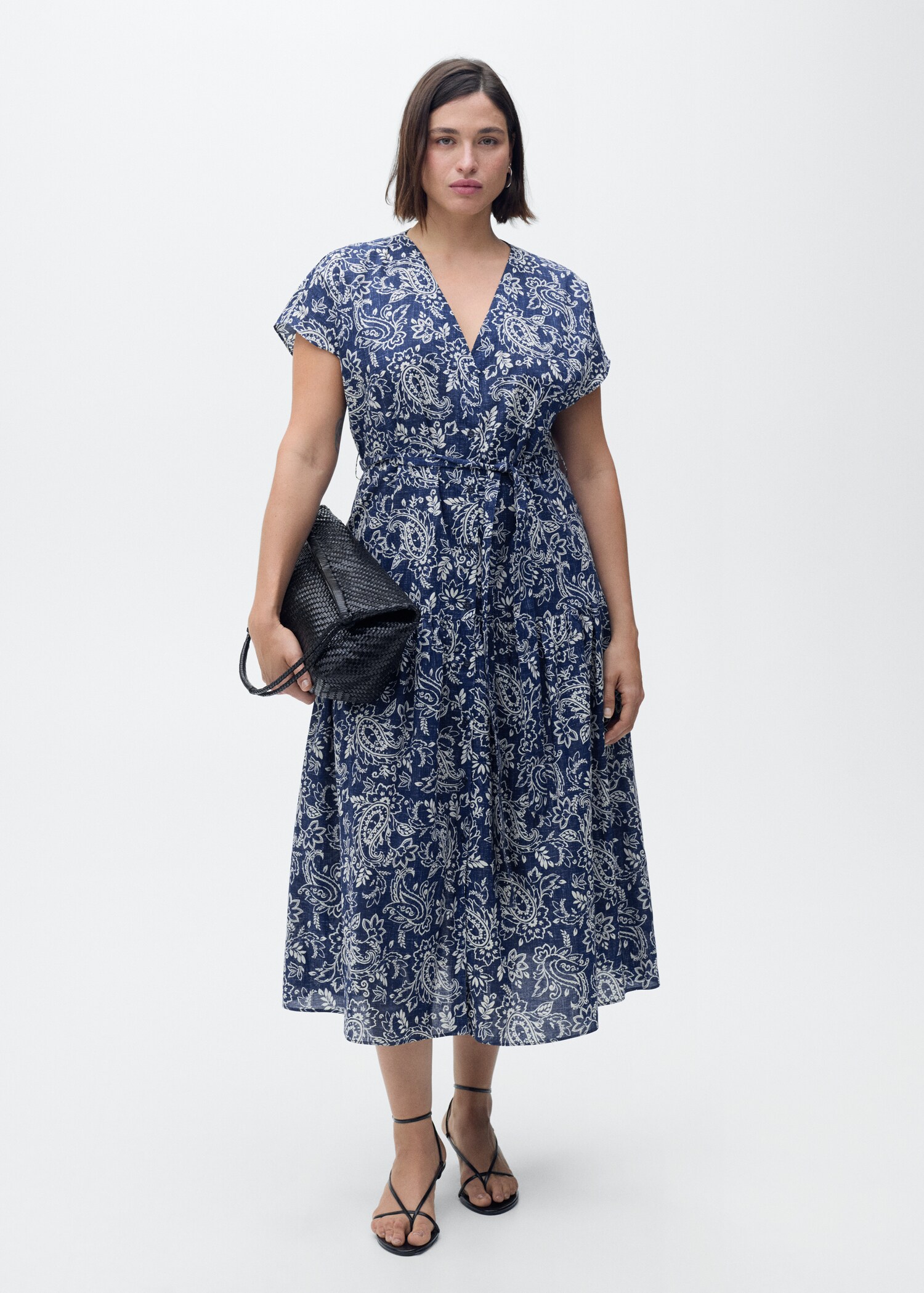 Paisley flared dress with belt - Details of the article 3