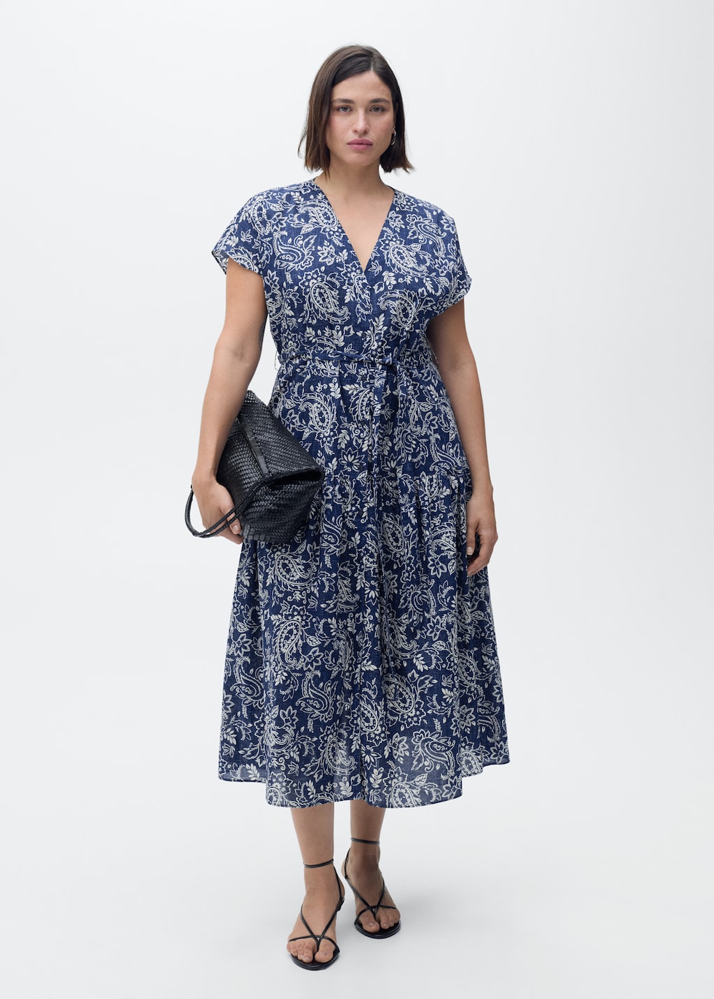 Paisley flared dress with belt