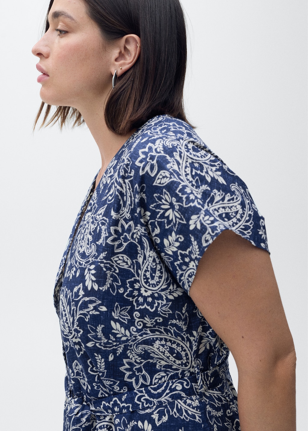 Paisley flared dress with belt