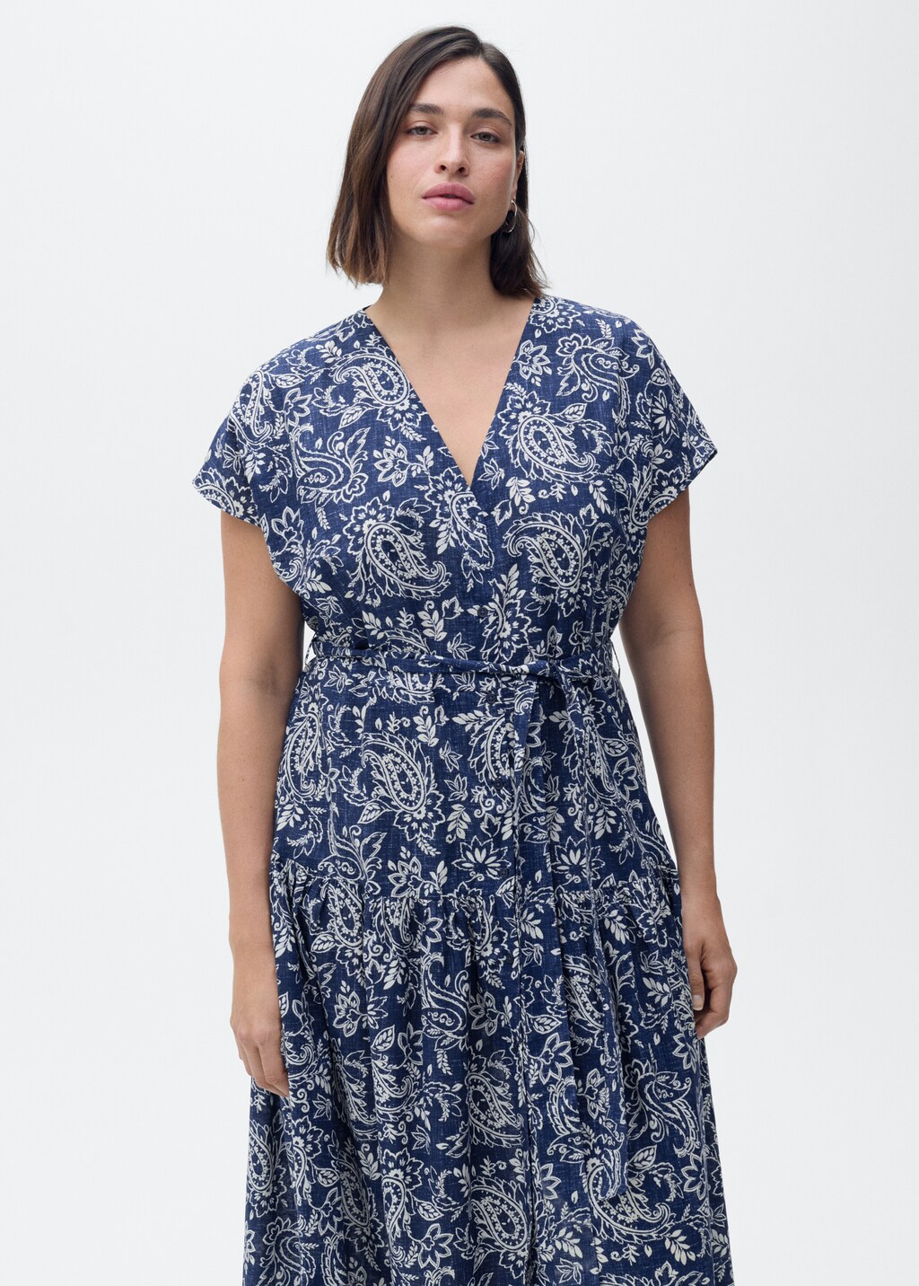 Paisley flared dress with belt