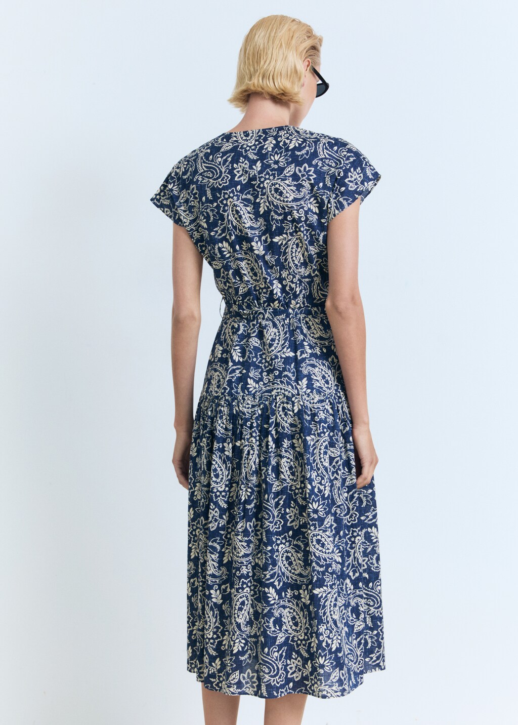 Paisley flared dress with belt
