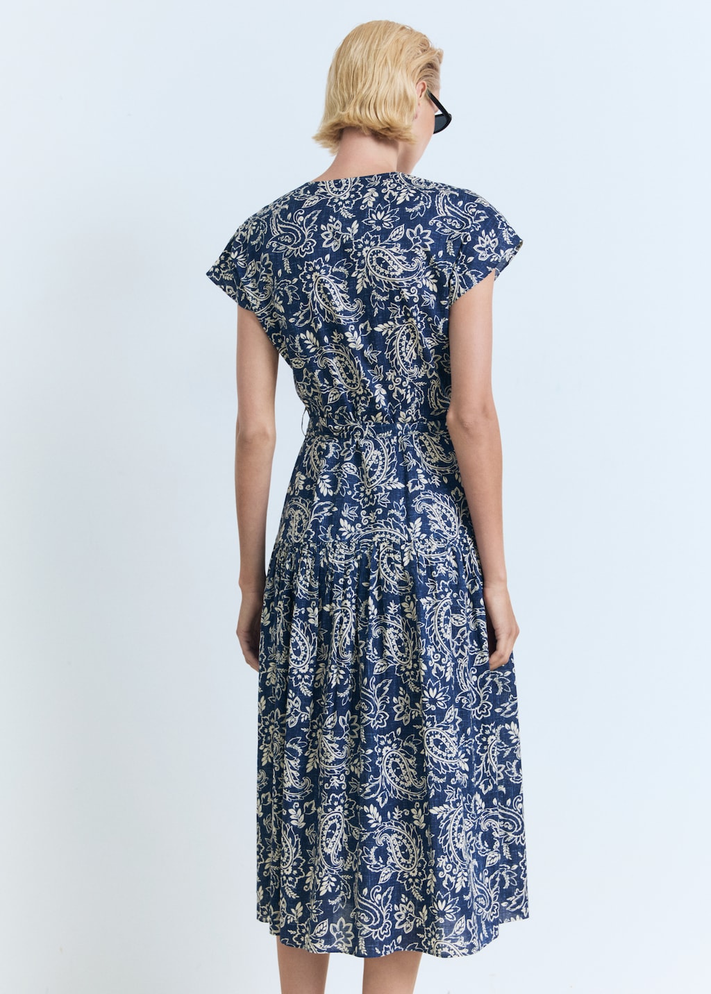 Paisley flared dress with belt