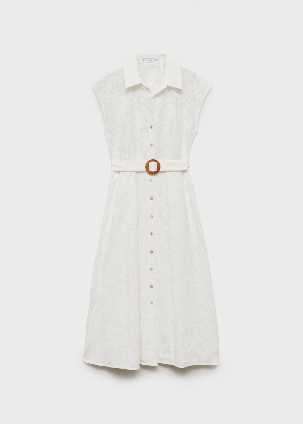 ◆Mayu◆ Embroidered shirt dress with belt - Women | MANGO USA