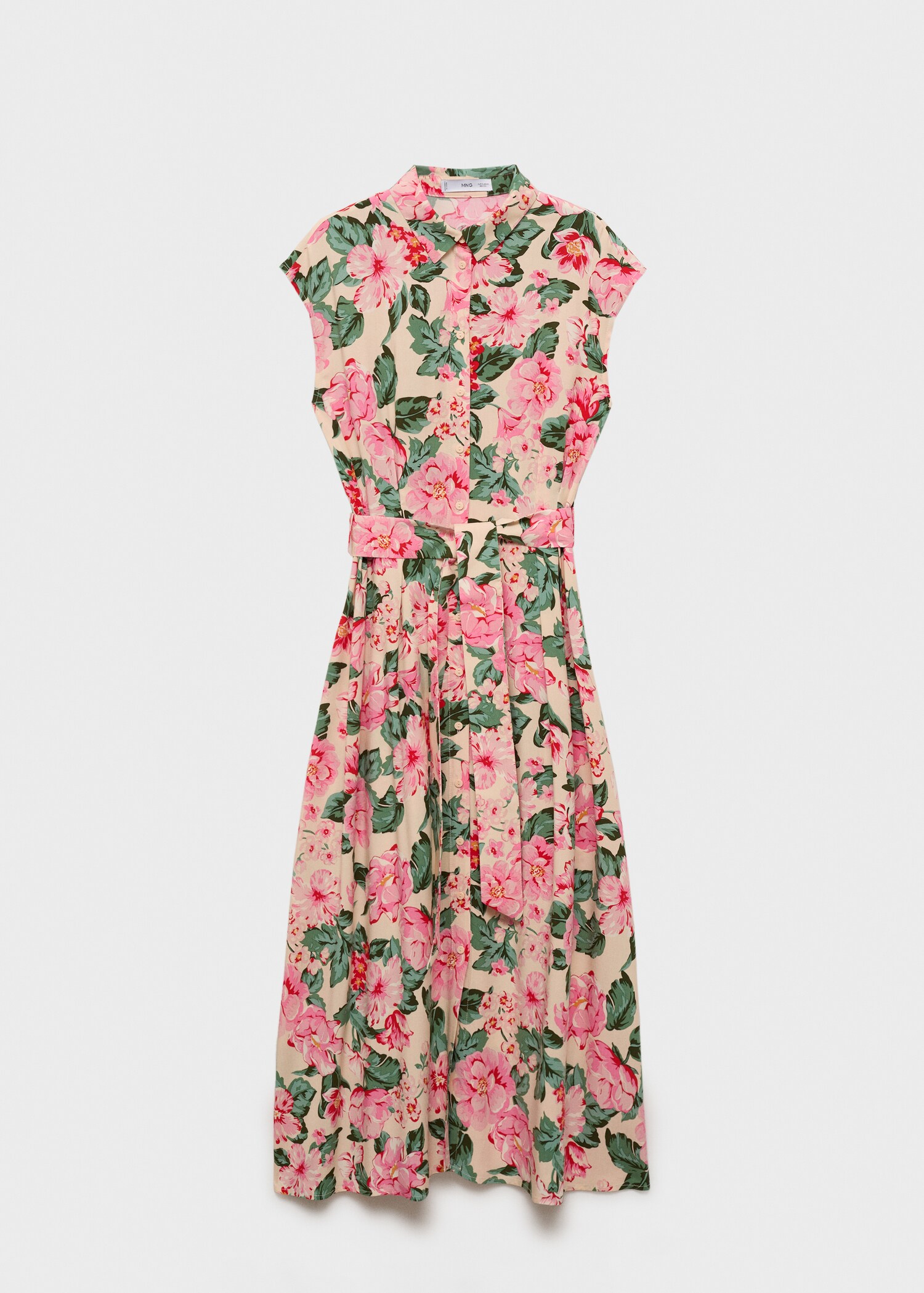 Gemustertes Hemdblusenkleid mit Gürtel - Artikel ohne Model