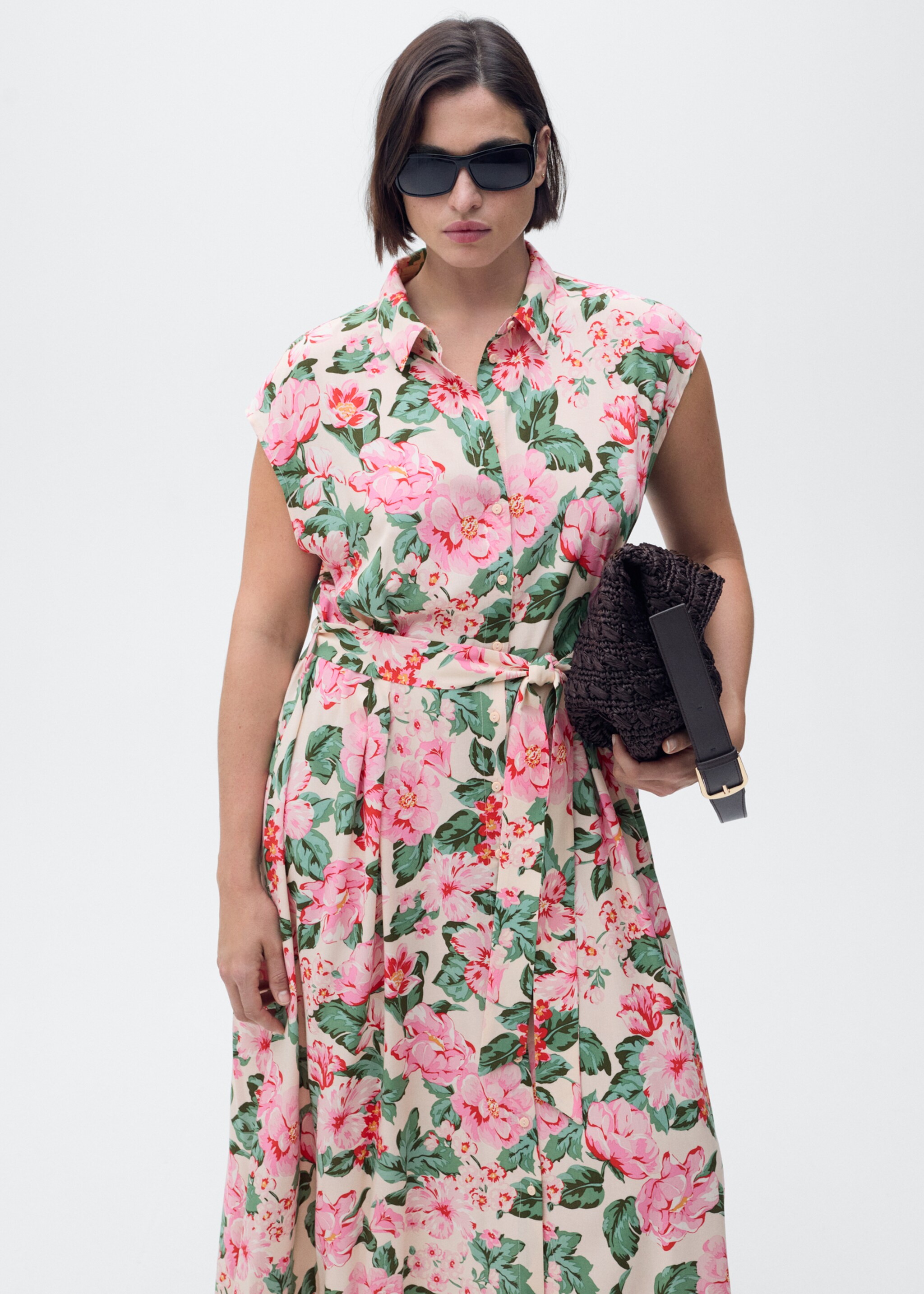 Printed shirt dress with belt - Details of the article 5