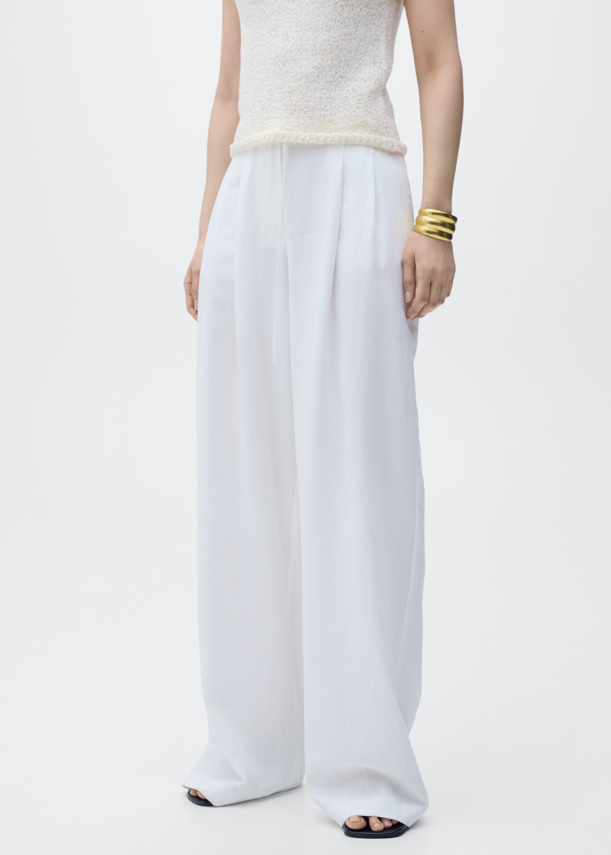 Lyocell suit trousers with bow belt - Medium plane
