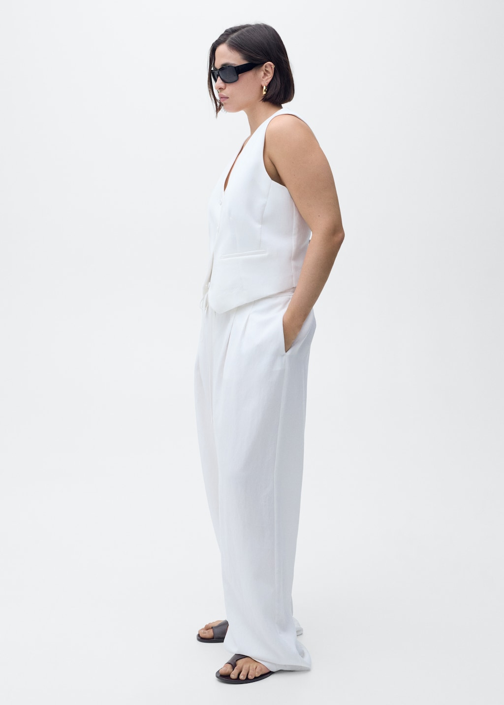 Mango Lyocell suit pants with bow belt