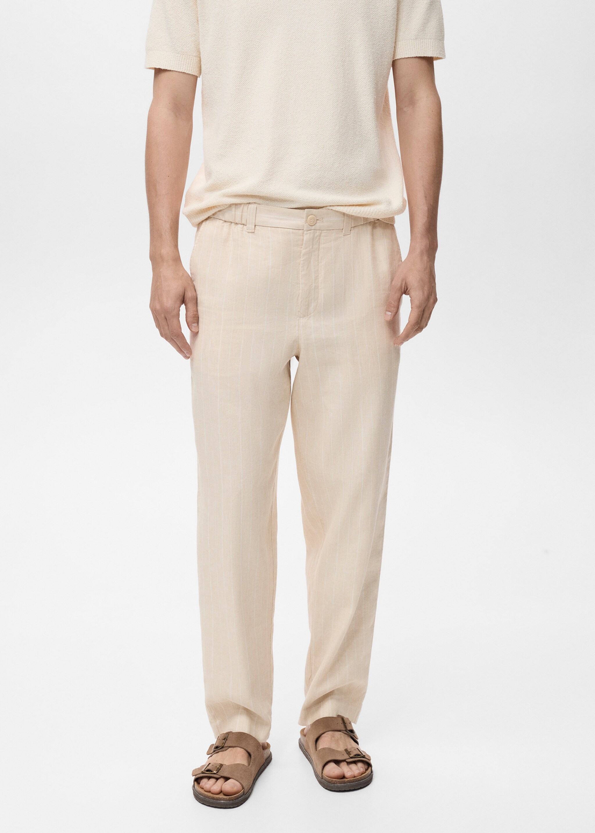 Pinstripe linen trousers - Medium plane