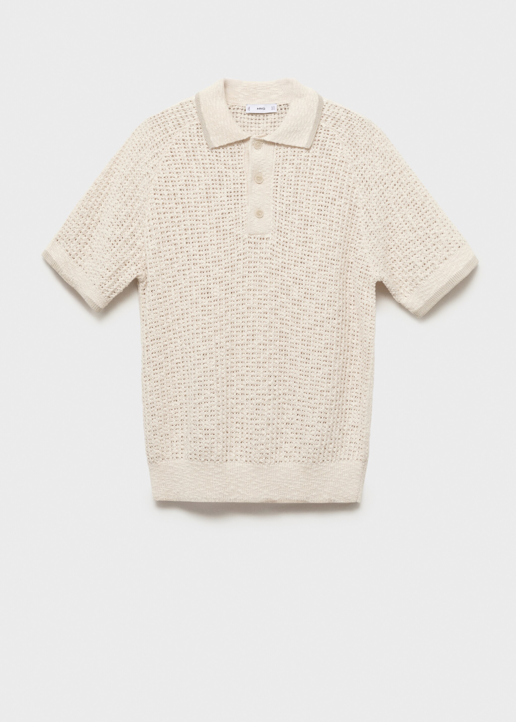 Openwork knitted cotton polo shirt - Article without model