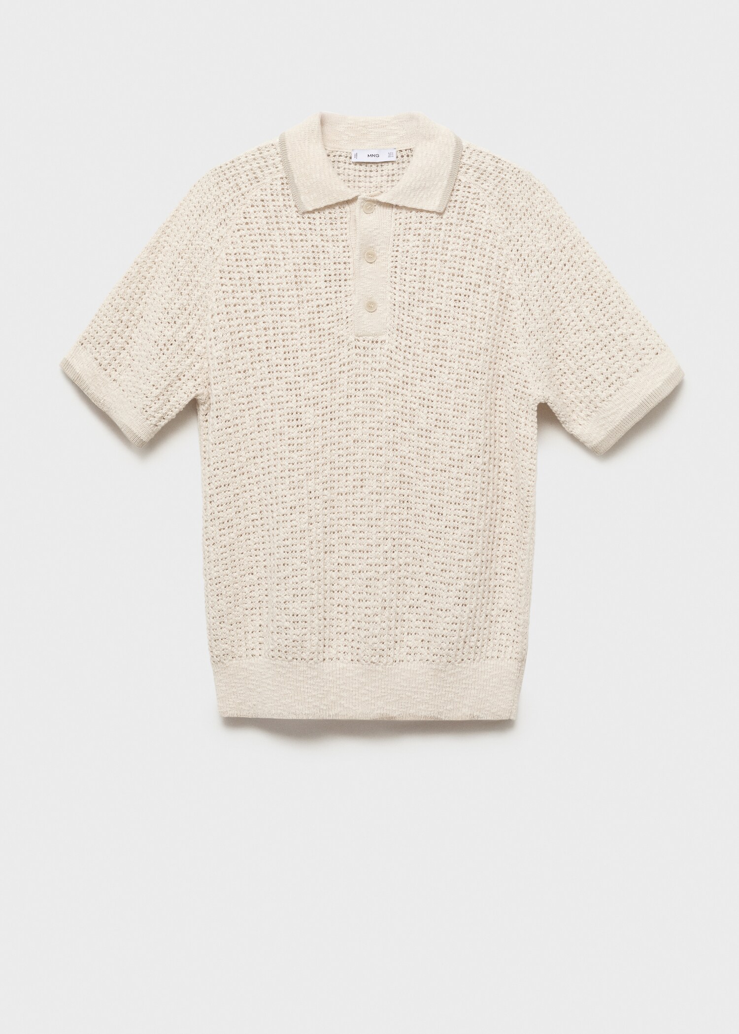 Openwork knitted cotton polo shirt - Article without model