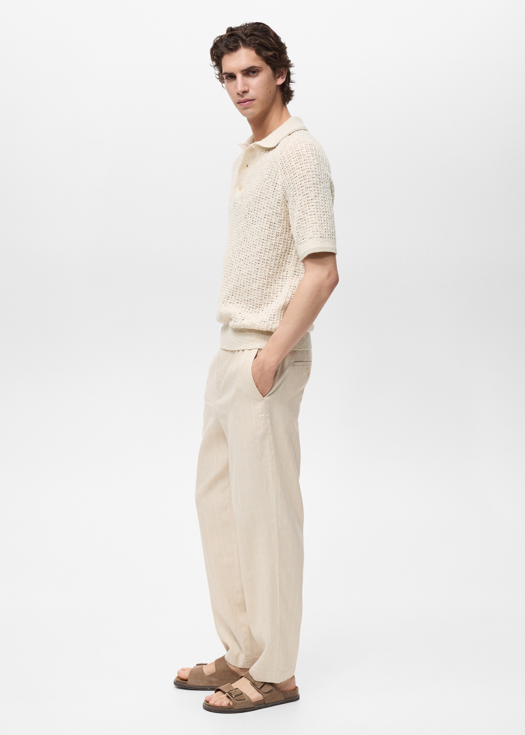 Openwork knitted cotton polo shirt - Details of the article 2
