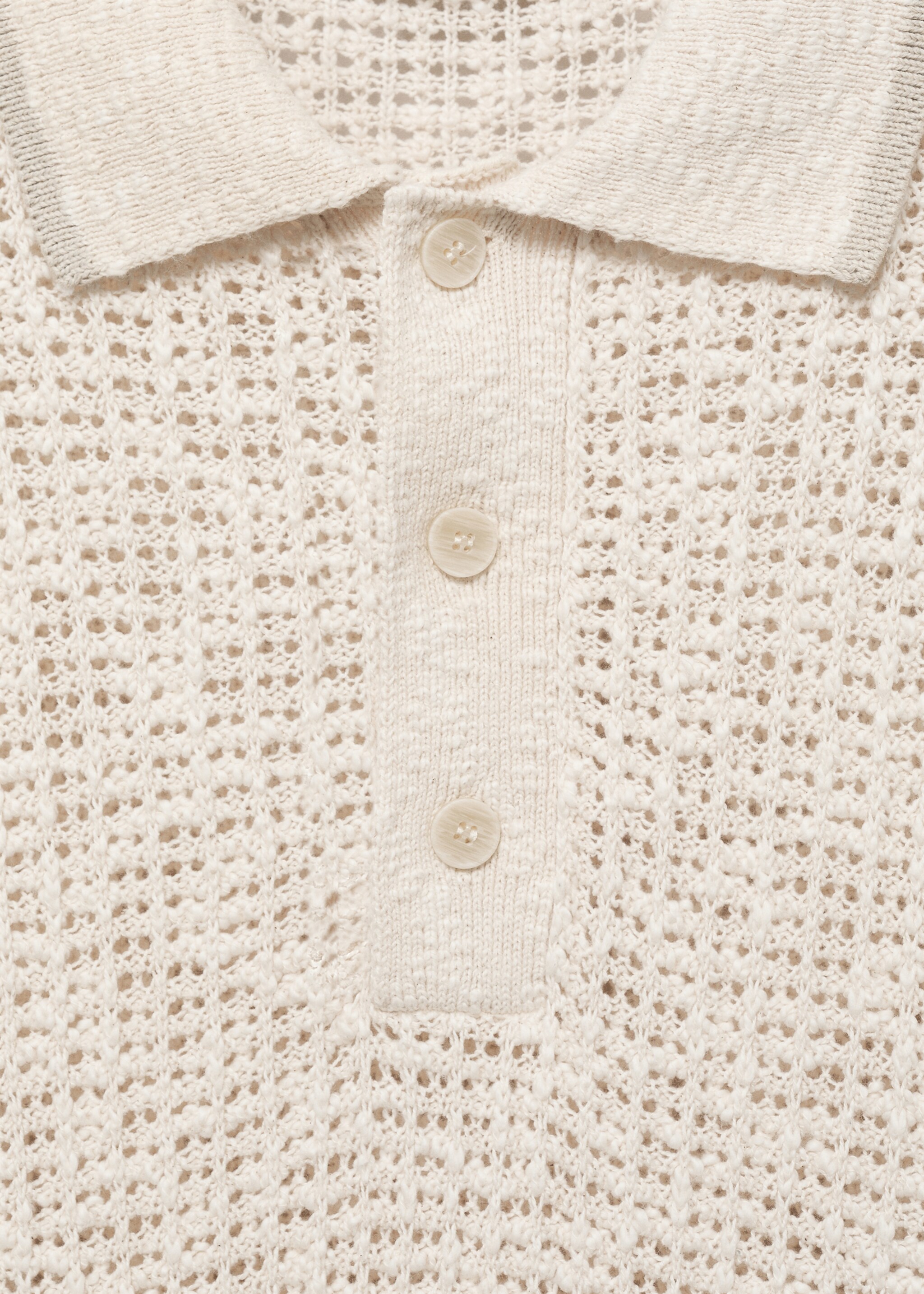 Openwork knitted cotton polo shirt - Details of the article 8