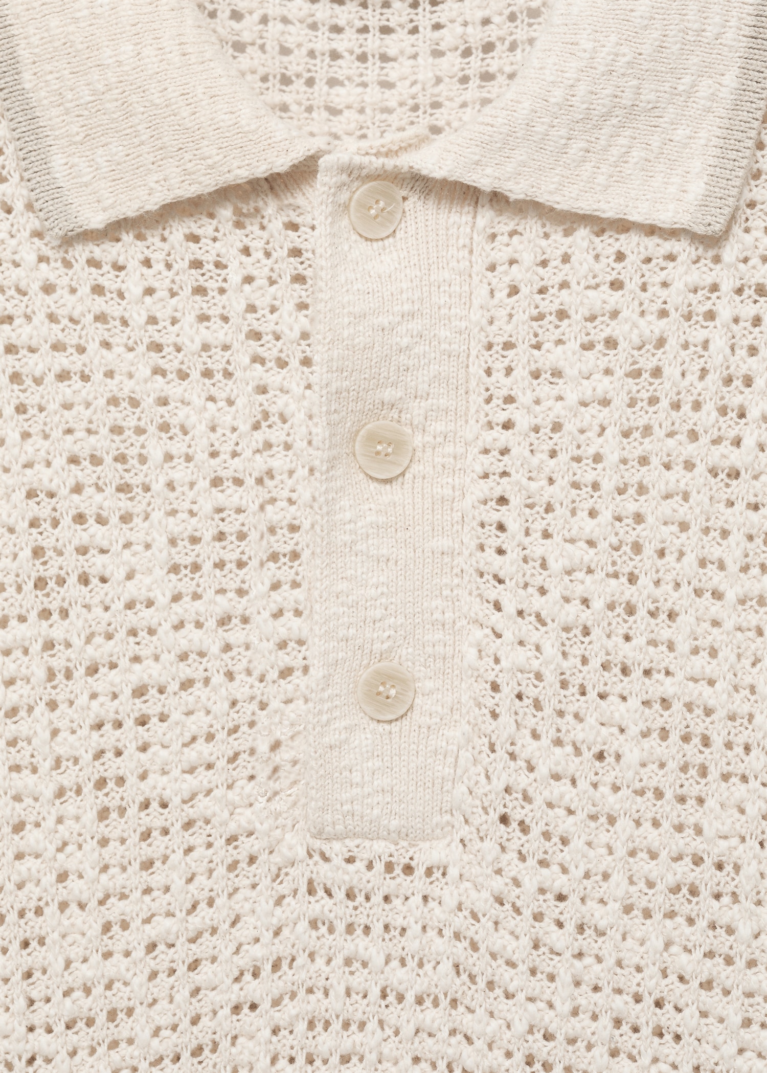 Openwork knitted cotton polo shirt - Details of the article 8