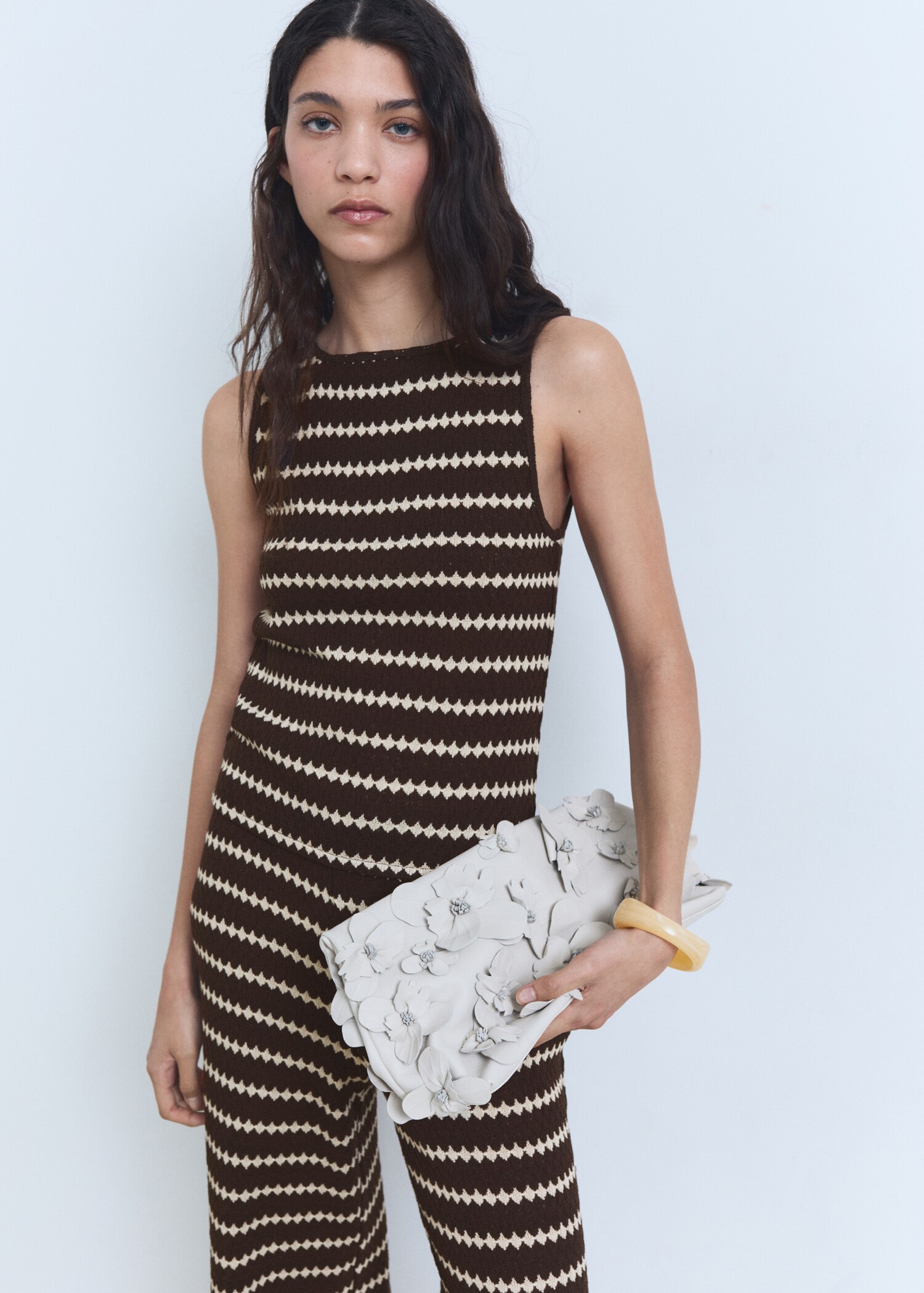 Knitted top with geometric print - Medium plane