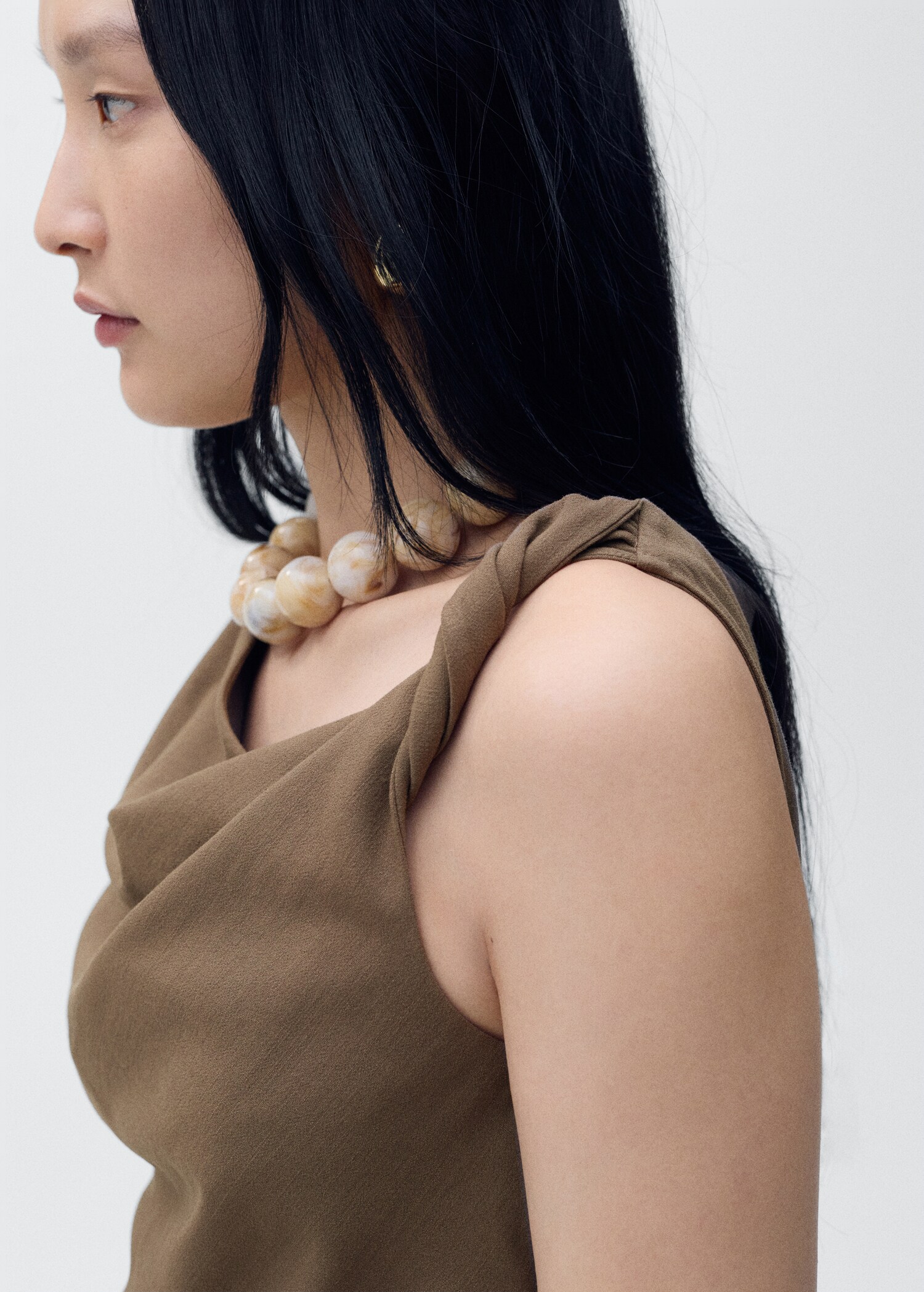 Asymmetrical draped top with straps - Details of the article 1