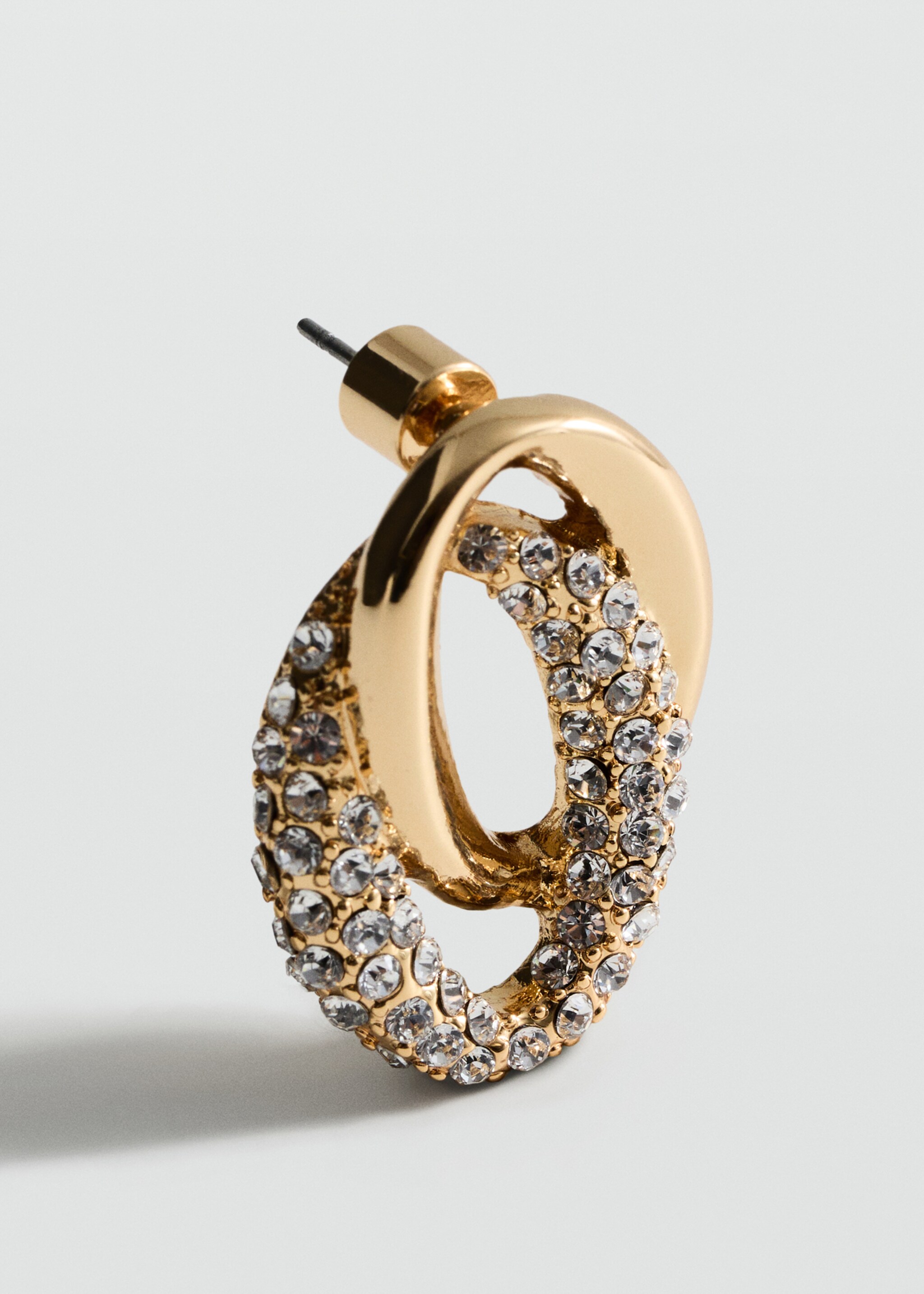 Linked hoop earrings with crystals - Medium plane