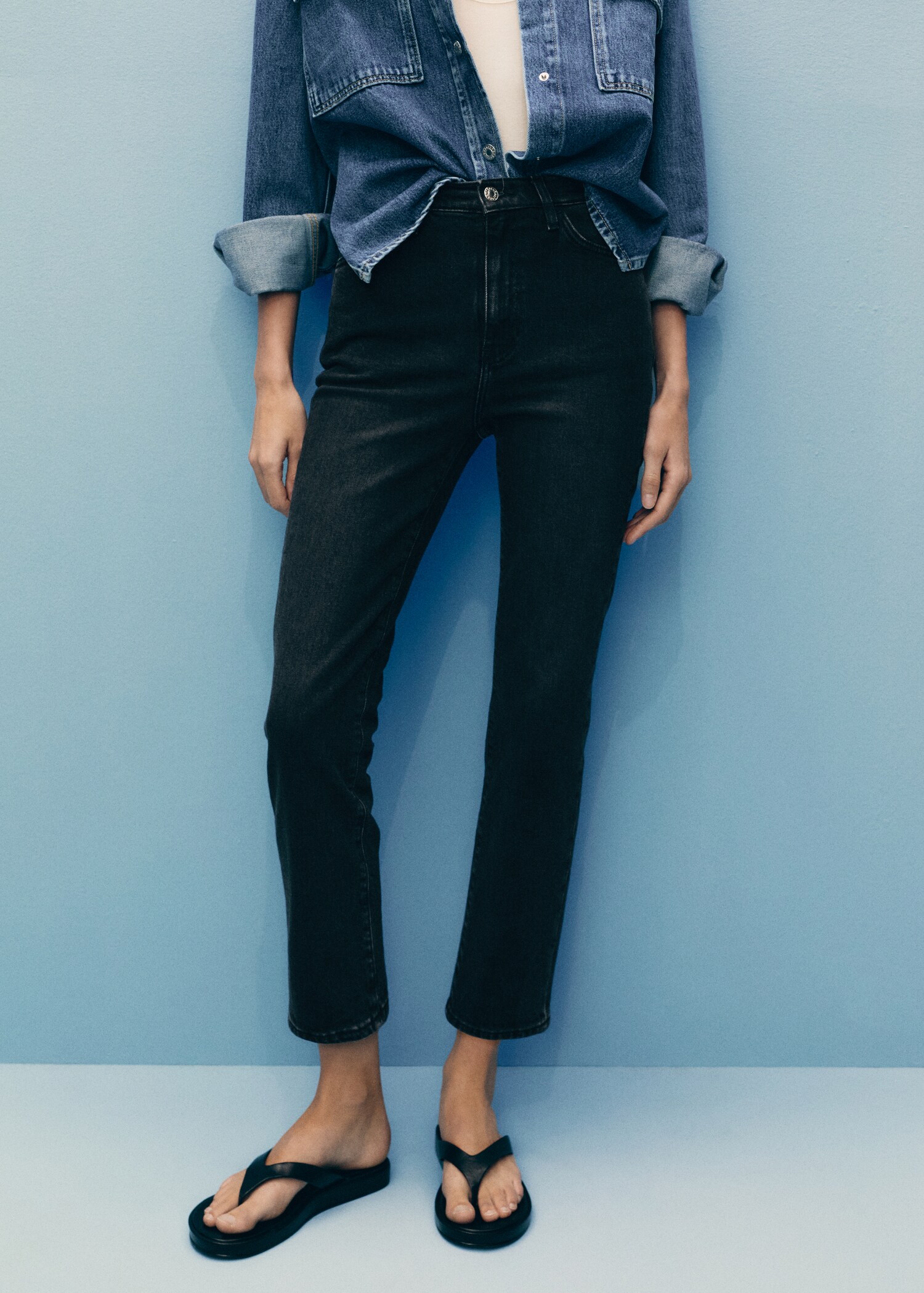 Claudia slim-fit cropped jeans - Medium plane