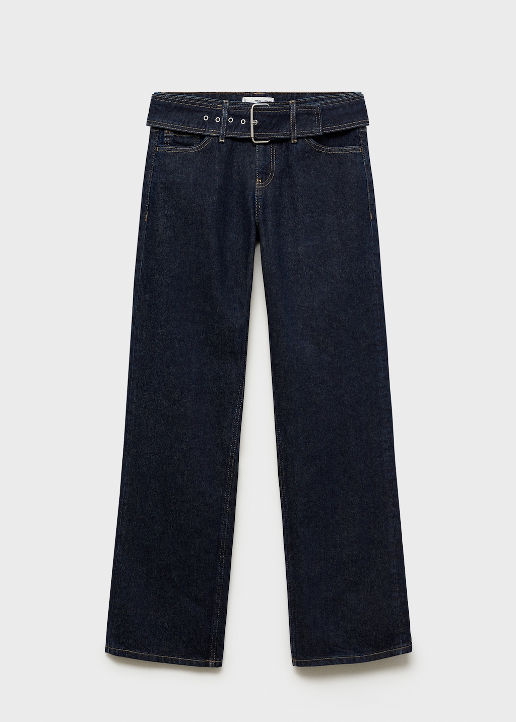 Low-rise straight jeans with belt
